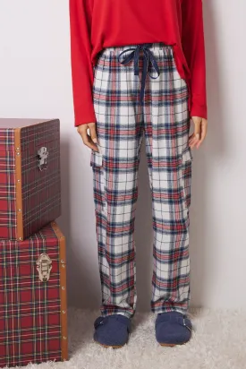 100% checked cotton cargo pants