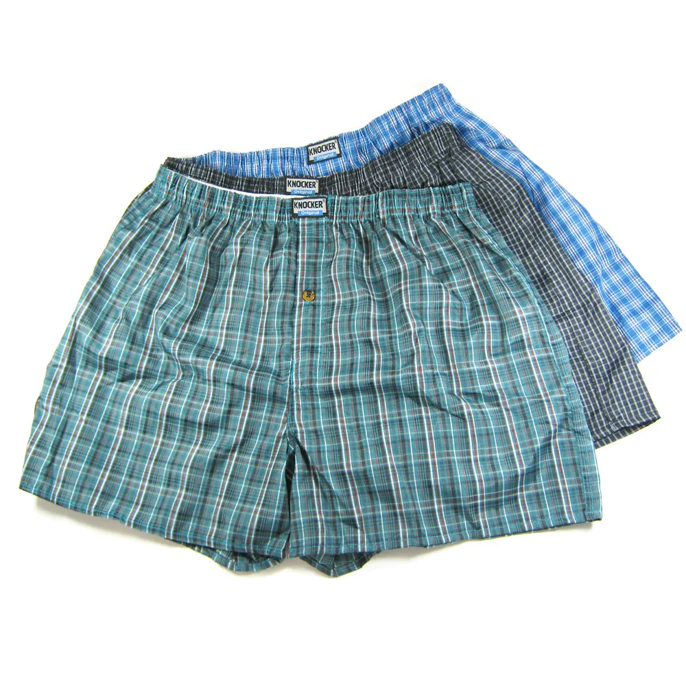 12 Lot Mens Knocker Boxers Trunk Plaid Shorts Underwear Cotton Briefs 3XL 50-52