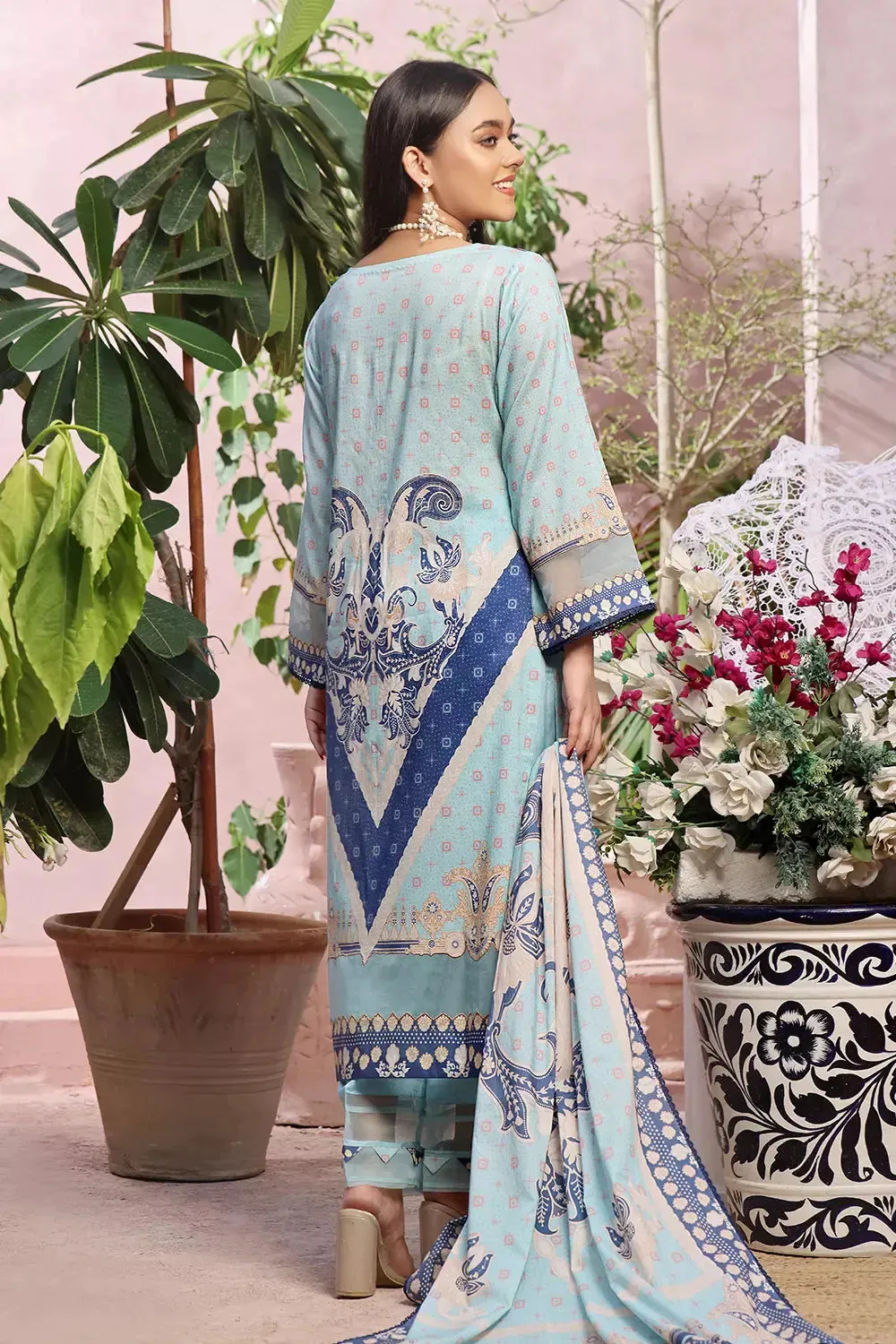 3PC Printed Unstitched Lawn Suit KLA-2796