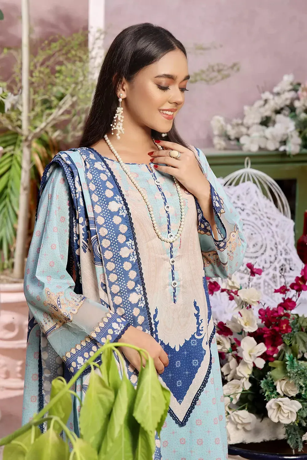3PC Printed Unstitched Lawn Suit KLA-2796
