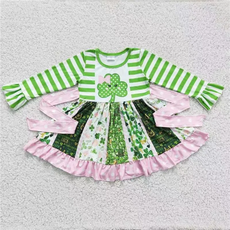 6 A23-11 baby girl clothes St. Patrick's Day green dress