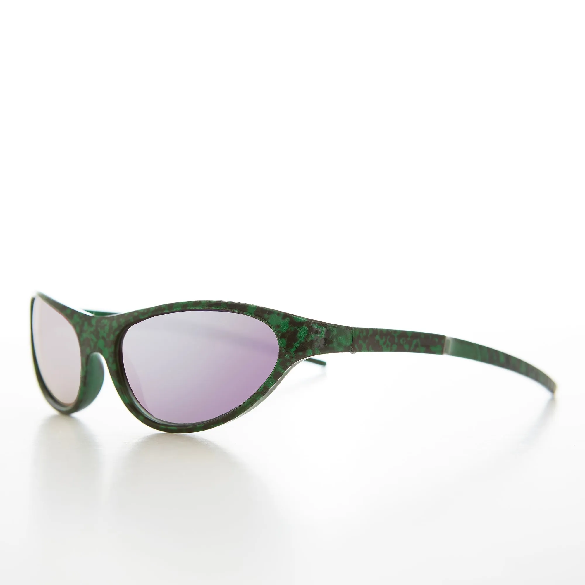 90s Metallic Sporty Wrap Around Sunglasses - Nexus