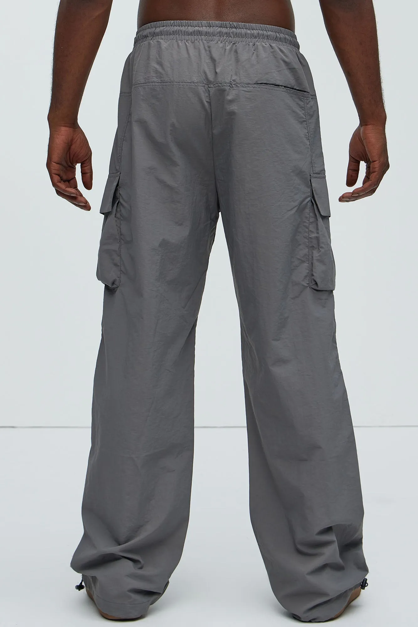About My Perspective Wide Leg Baggy Nylon Pants - Grey