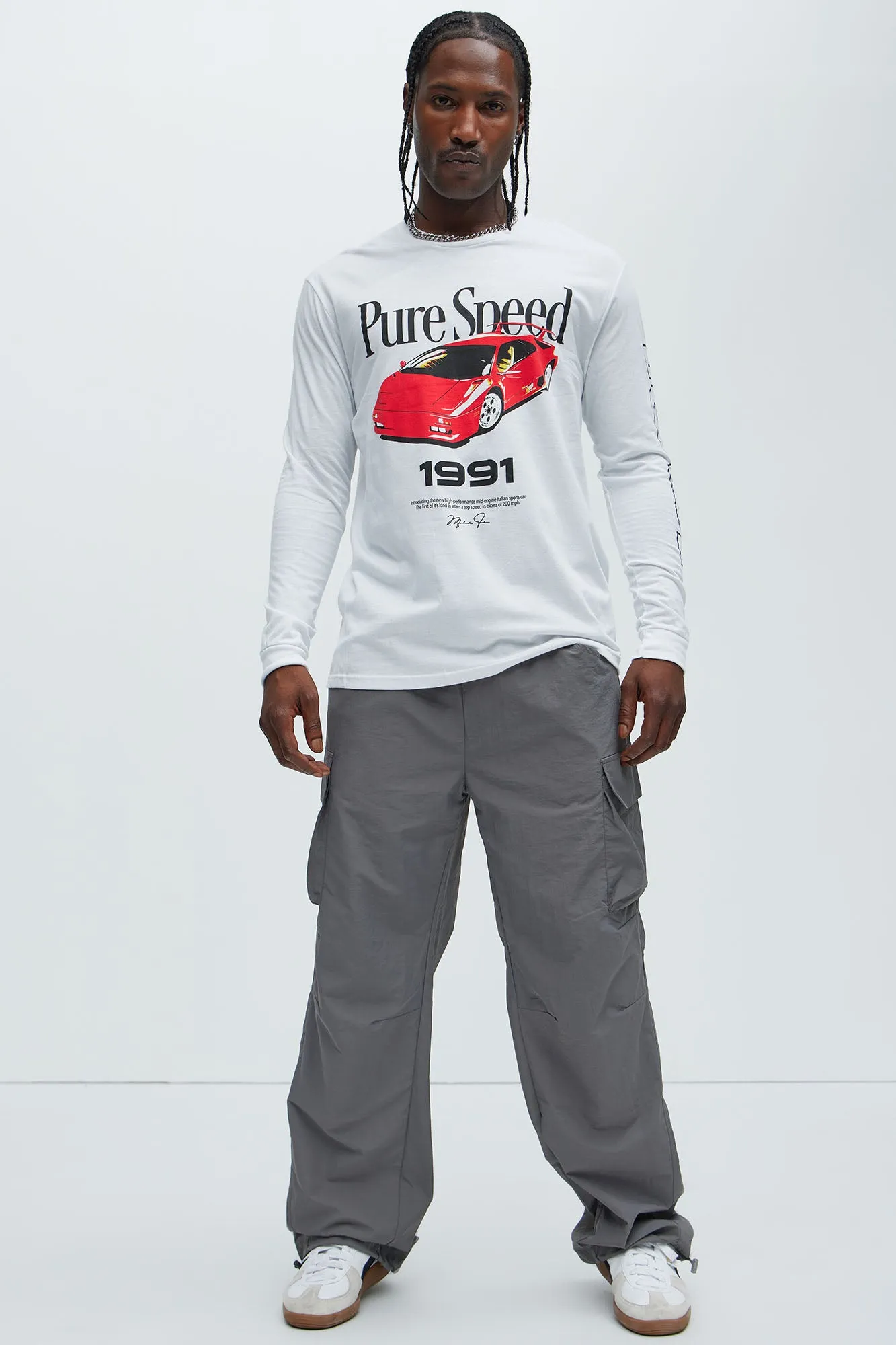 About My Perspective Wide Leg Baggy Nylon Pants - Grey