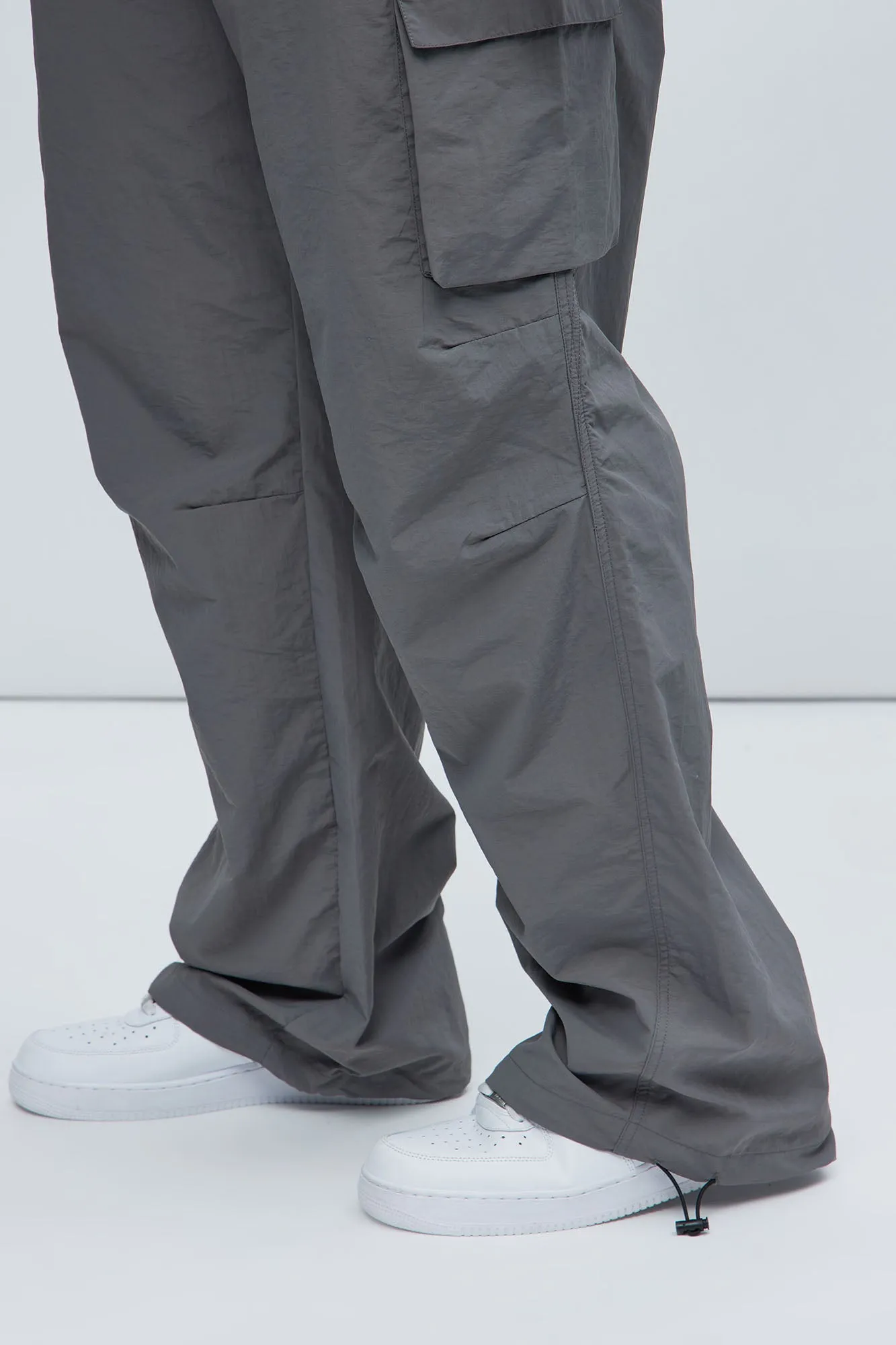 About My Perspective Wide Leg Baggy Nylon Pants - Grey