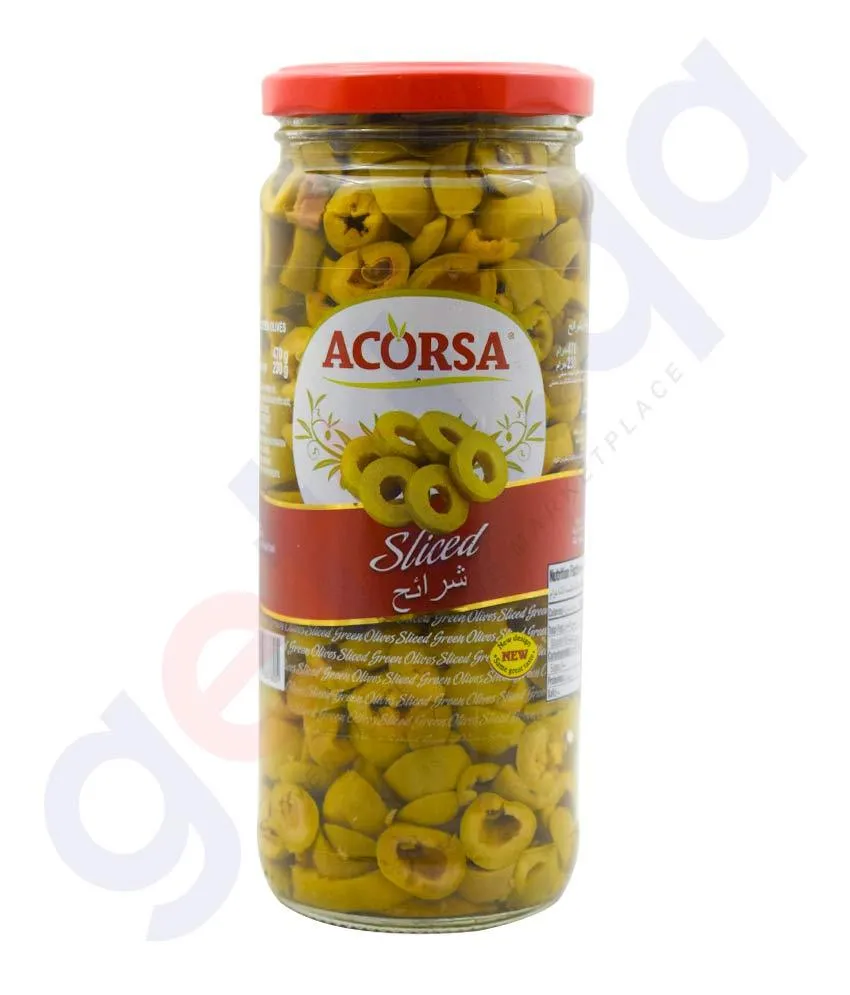 ACORSA OLIVES GREEN SLICED JAR