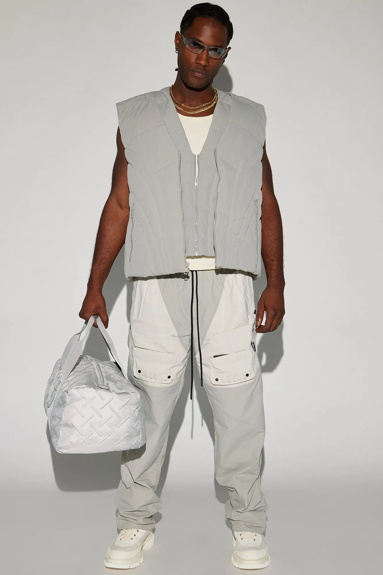 Ahead Of My Game Straight Nylon Utility Pants - Grey/combo