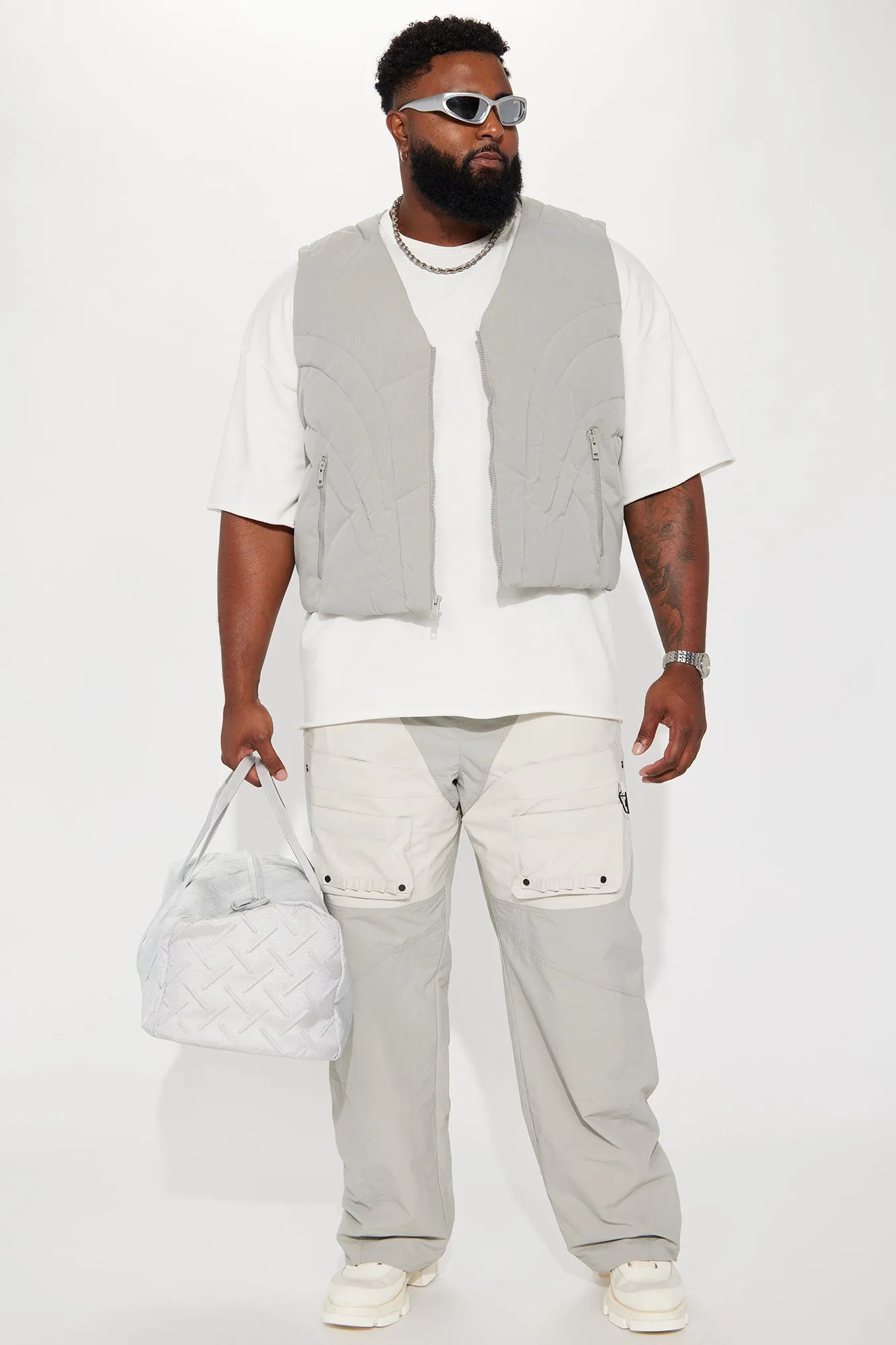 Ahead Of My Game Straight Nylon Utility Pants - Grey/combo