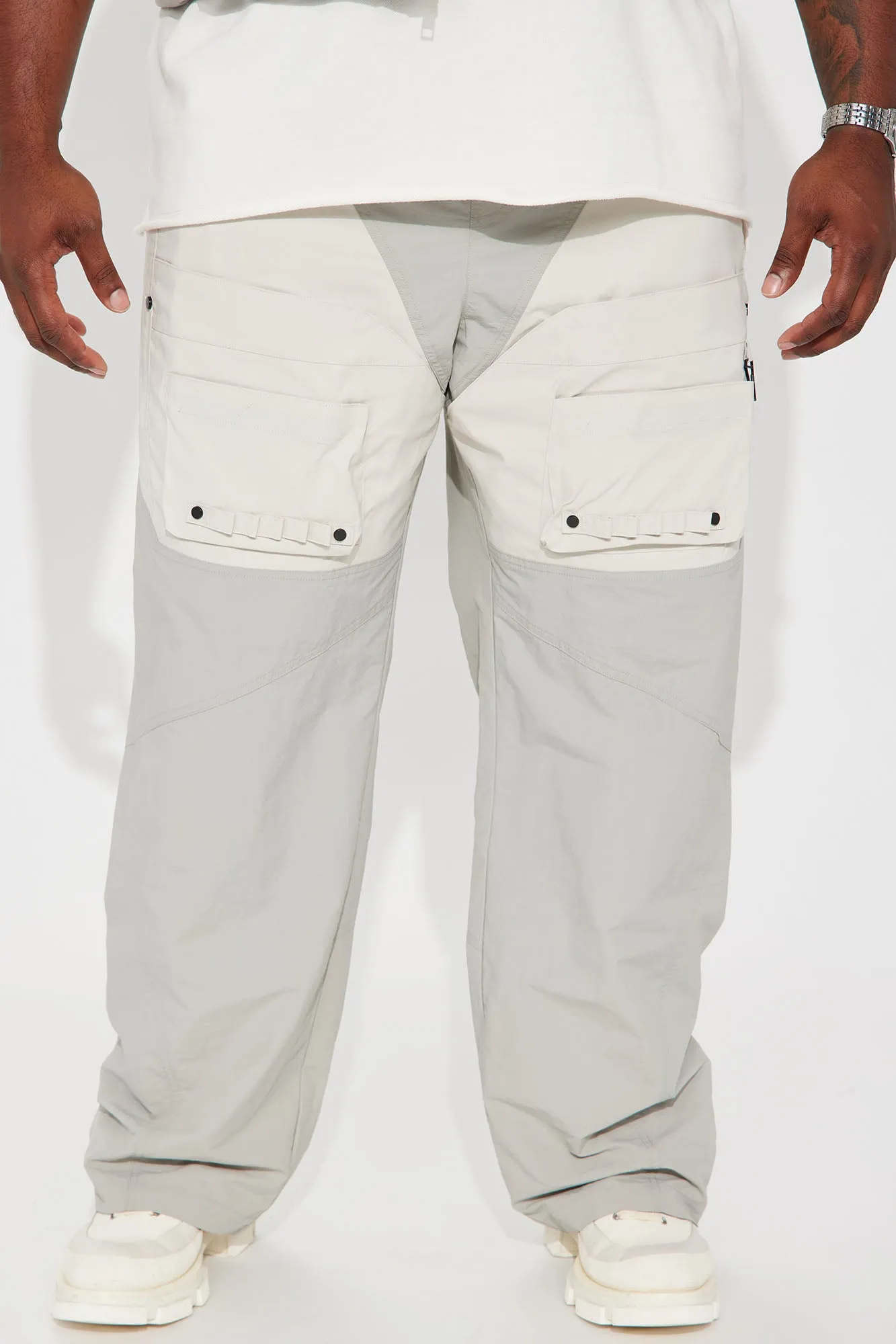 Ahead Of My Game Straight Nylon Utility Pants - Grey/combo