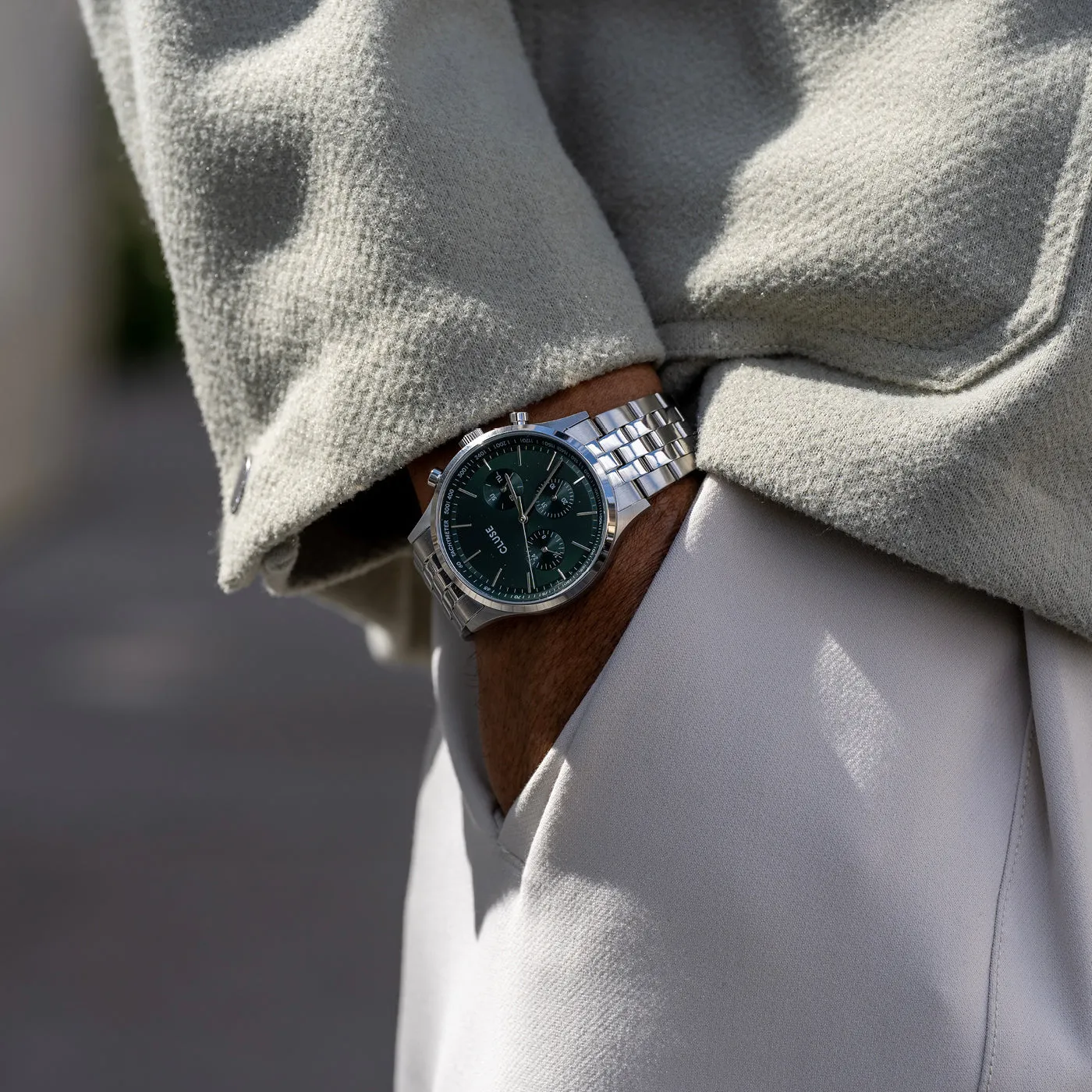 Anthéor Multifunction Watch Steel Green, Silver Colour