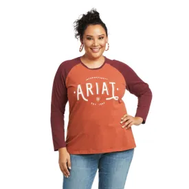 Ariat Women's REAL Loop Heather Marsala/Windsor Wine Baseball T-Shirt 10037293