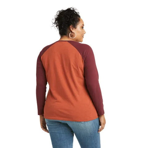 Ariat Women's REAL Loop Heather Marsala/Windsor Wine Baseball T-Shirt 10037293