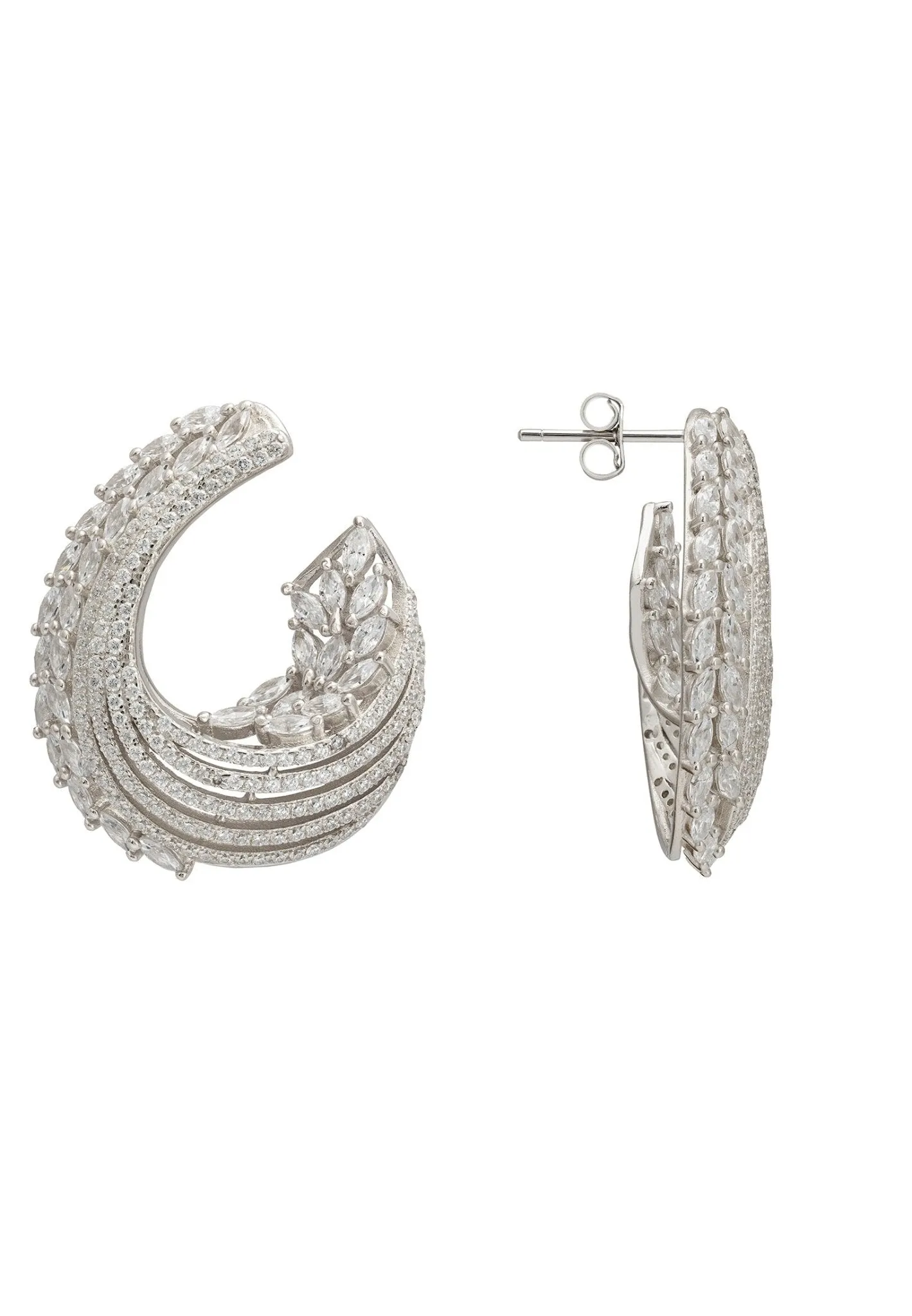 Artemis Sweeping Hoop Earrings Silver