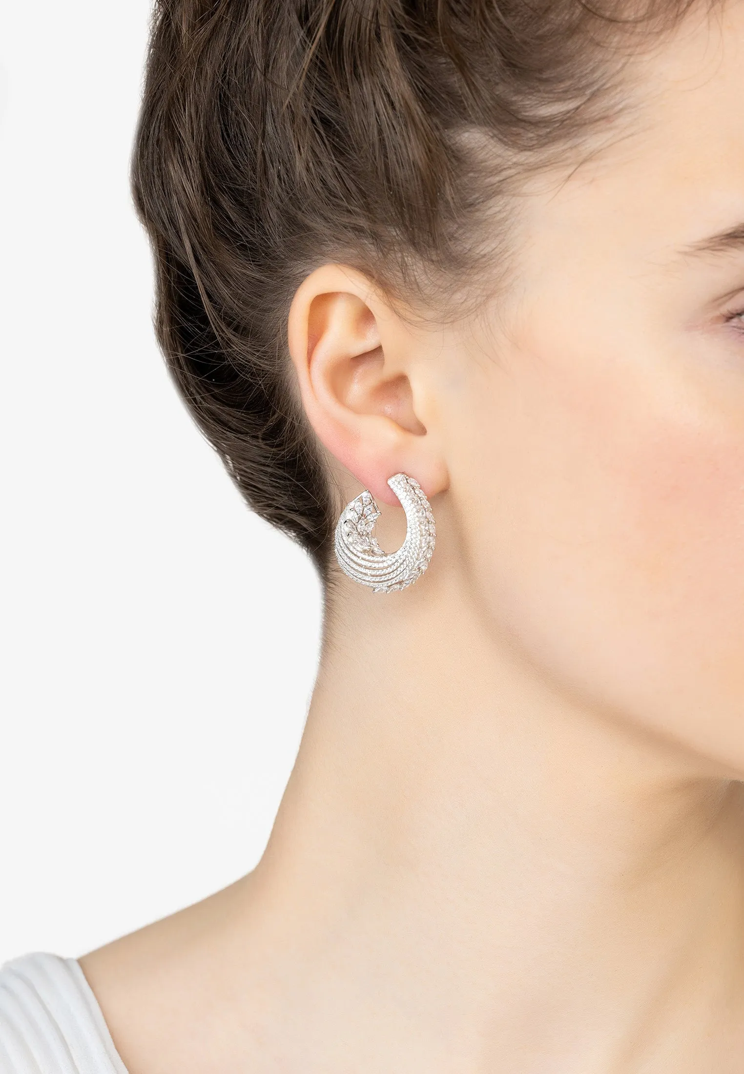 Artemis Sweeping Hoop Earrings Silver