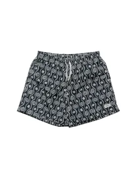 Bather Black Sunwhirl Print Swim Trunk