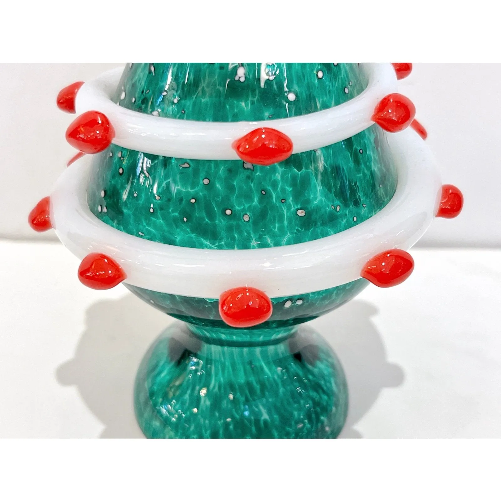 Bespoke Italian Modern Green White Murano Swirl Glass Christmas Tree Sculpture