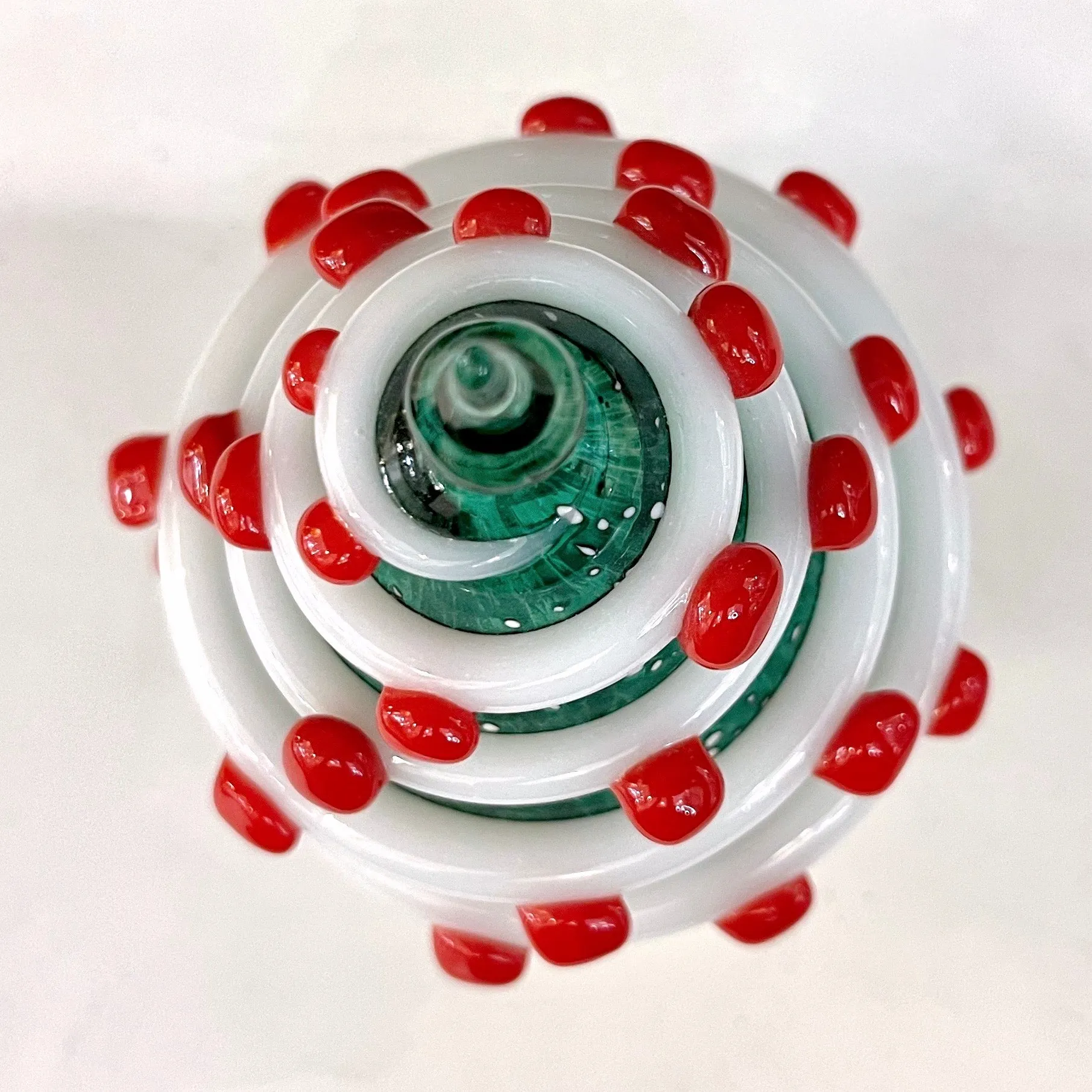 Bespoke Italian Modern Green White Murano Swirl Glass Christmas Tree Sculpture