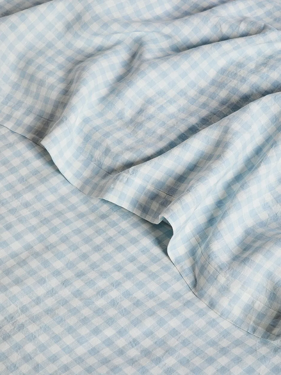 Blue Gingham – Linen Duvet Cover
