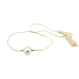 Boho Pearl Cream Tassel Bracelet