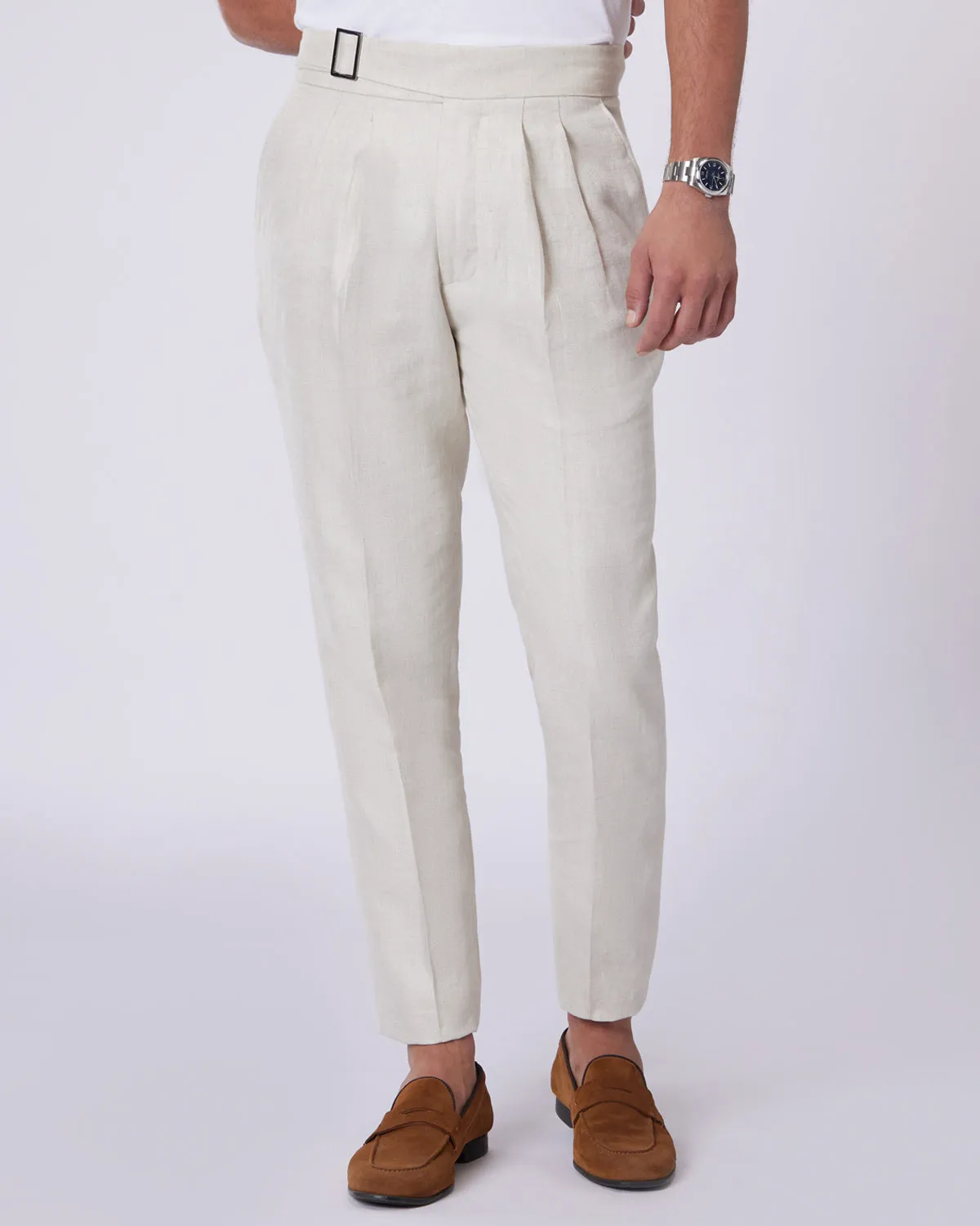 Charisma Linen Neapolitan Dress Pants - Ecru