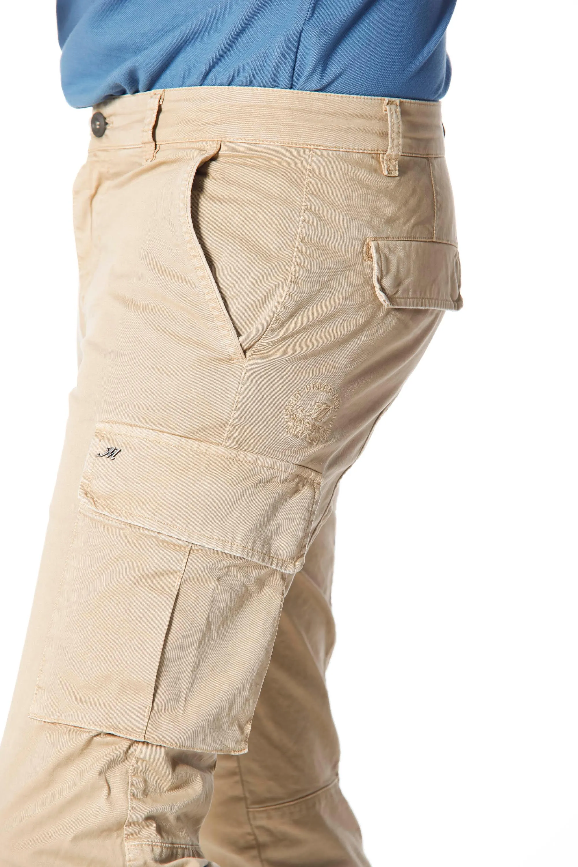 Chile pantalone cargo uomo in twill di cotone stretch extra slim fit