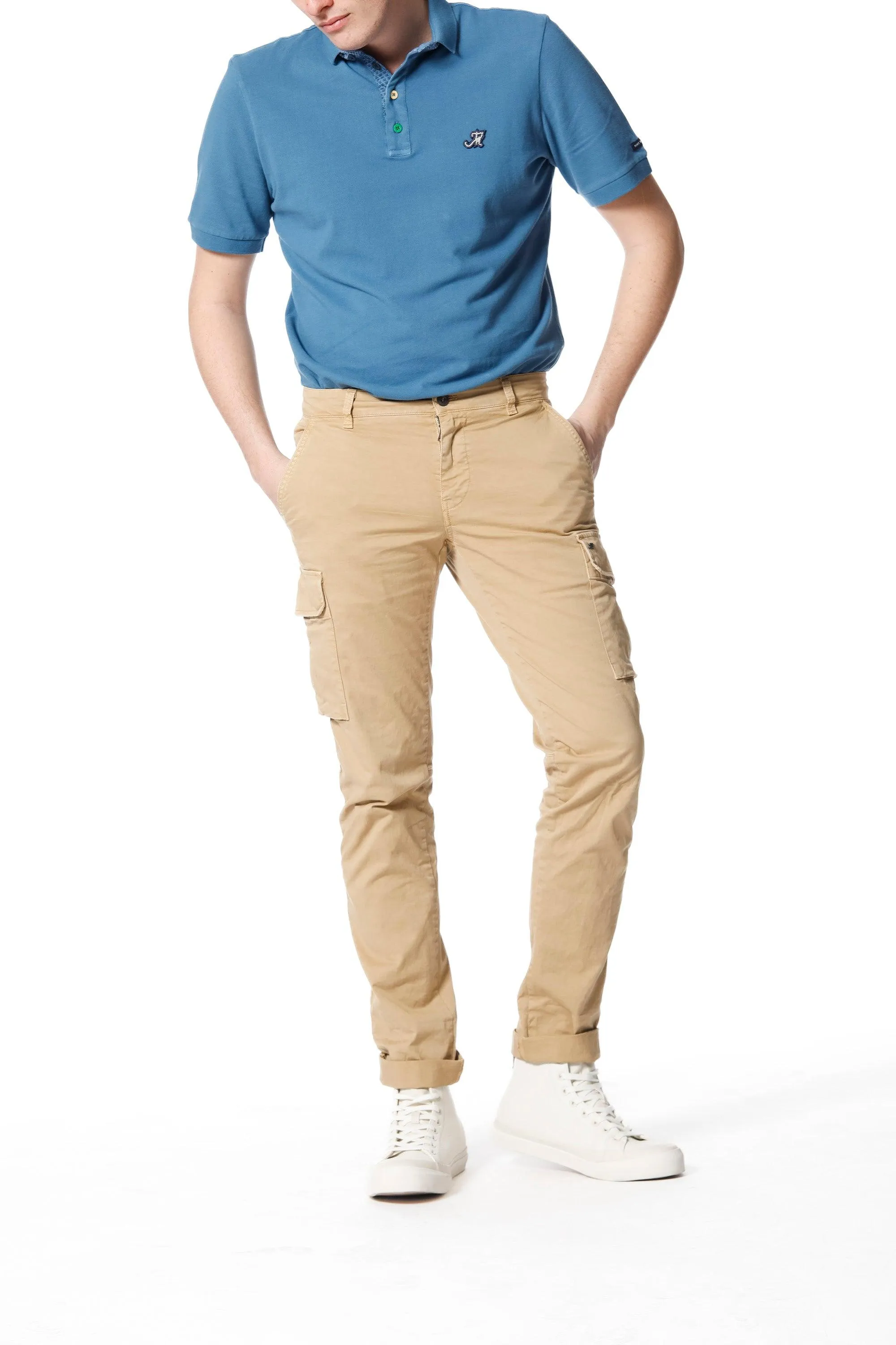 Chile pantalone cargo uomo in twill di cotone stretch extra slim fit