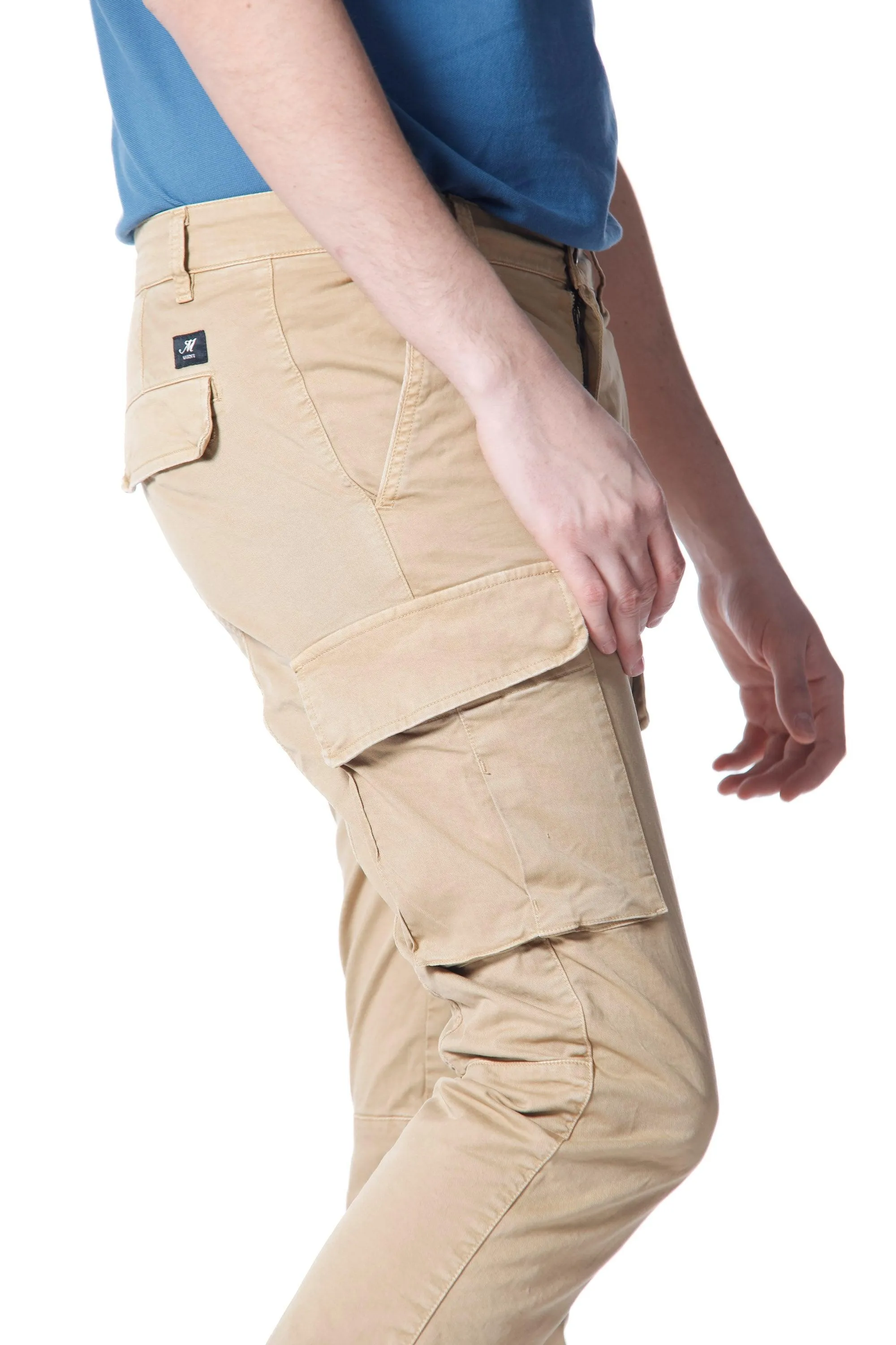 Chile pantalone cargo uomo in twill di cotone stretch extra slim fit