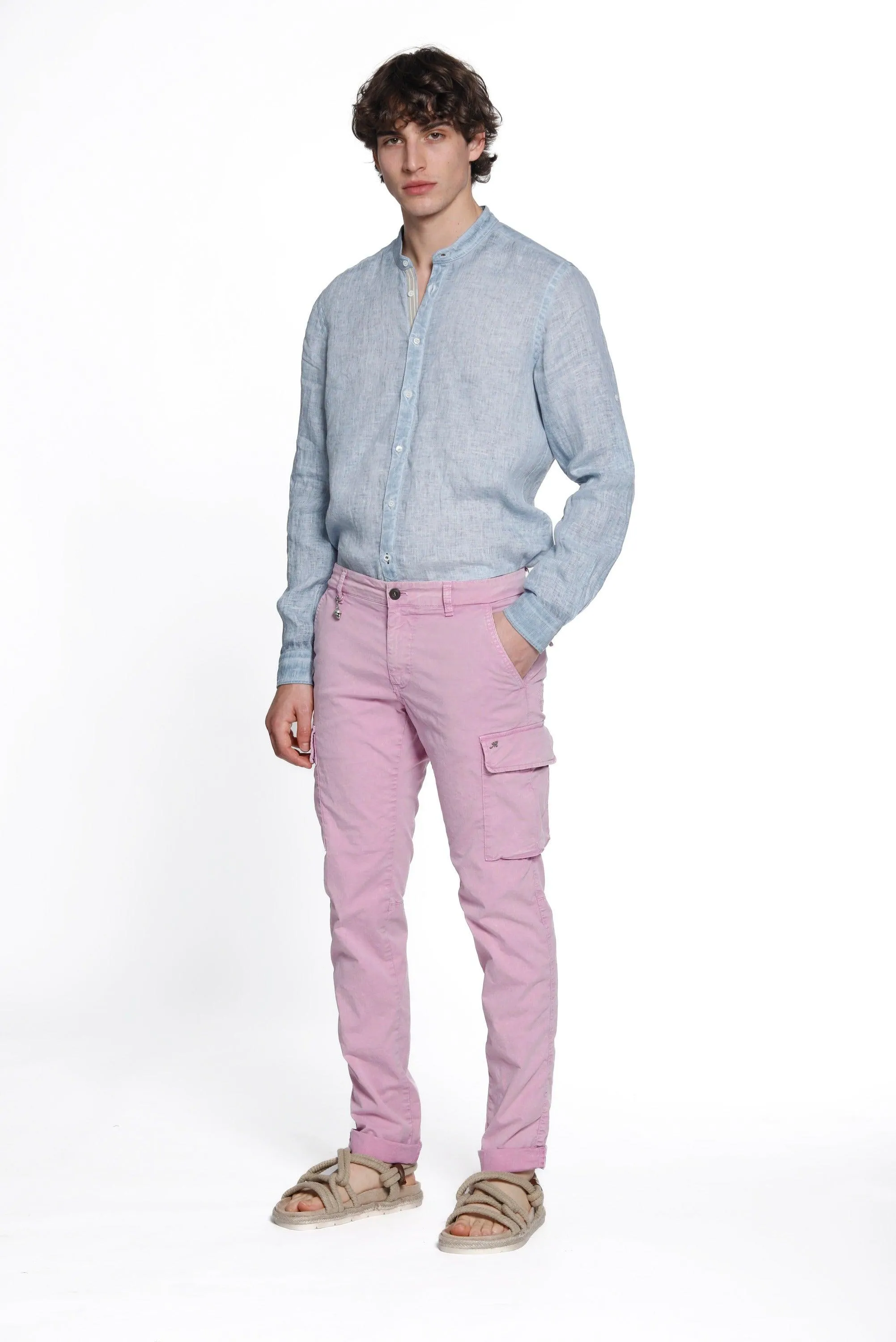 Chile pantalone cargo uomo in twill stretch con special washing extra slim fit