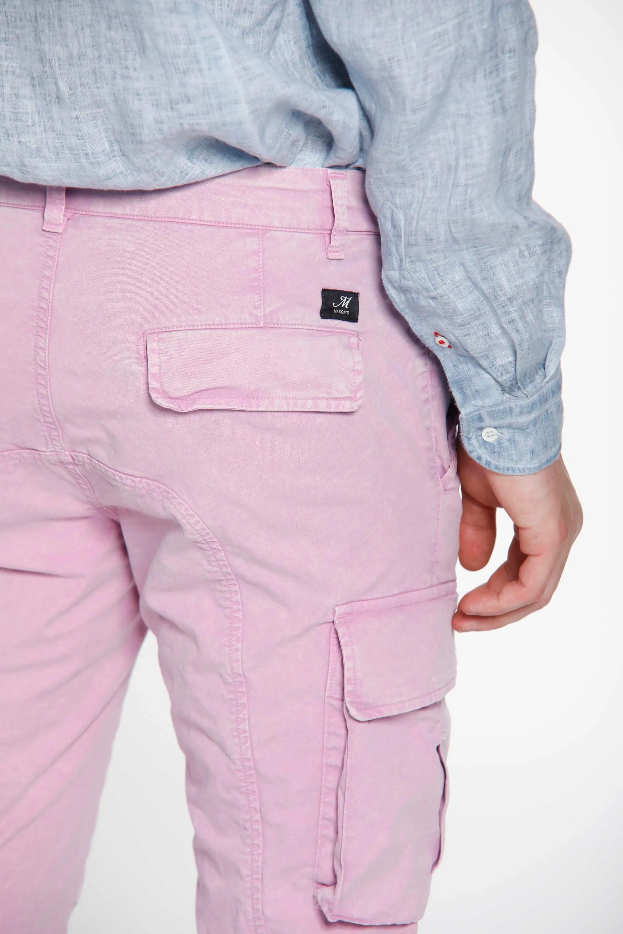 Chile pantalone cargo uomo in twill stretch con special washing extra slim fit