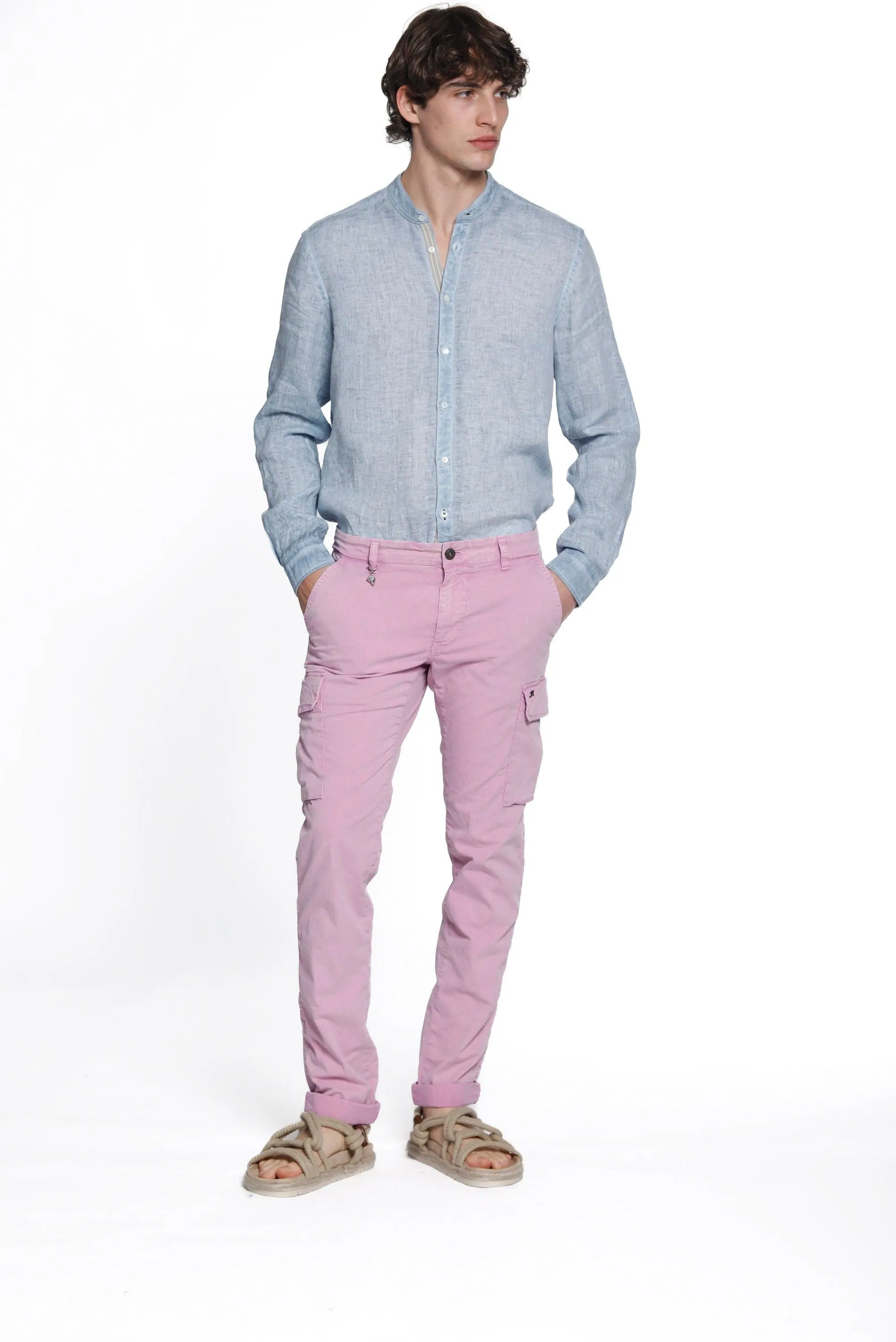Chile pantalone cargo uomo in twill stretch con special washing extra slim fit