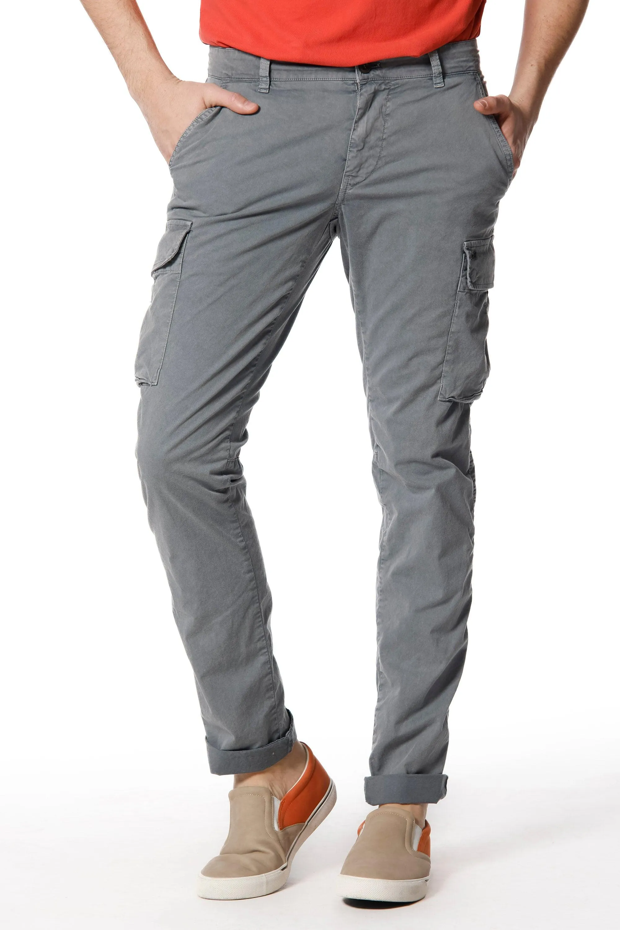 Chile pantalone cargo uomo in twill stretch con special washing extra slim fit