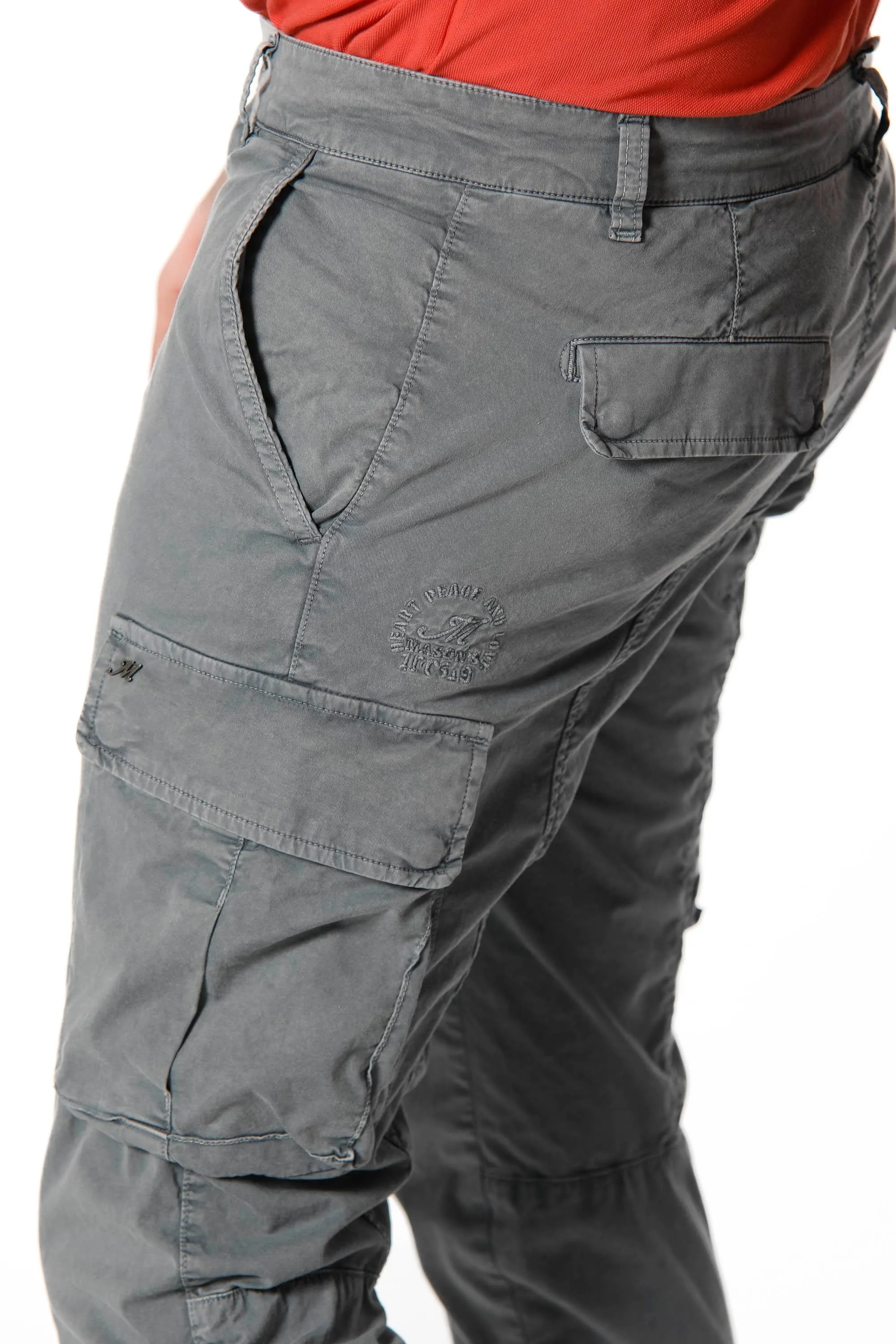 Chile pantalone cargo uomo in twill stretch con special washing extra slim fit