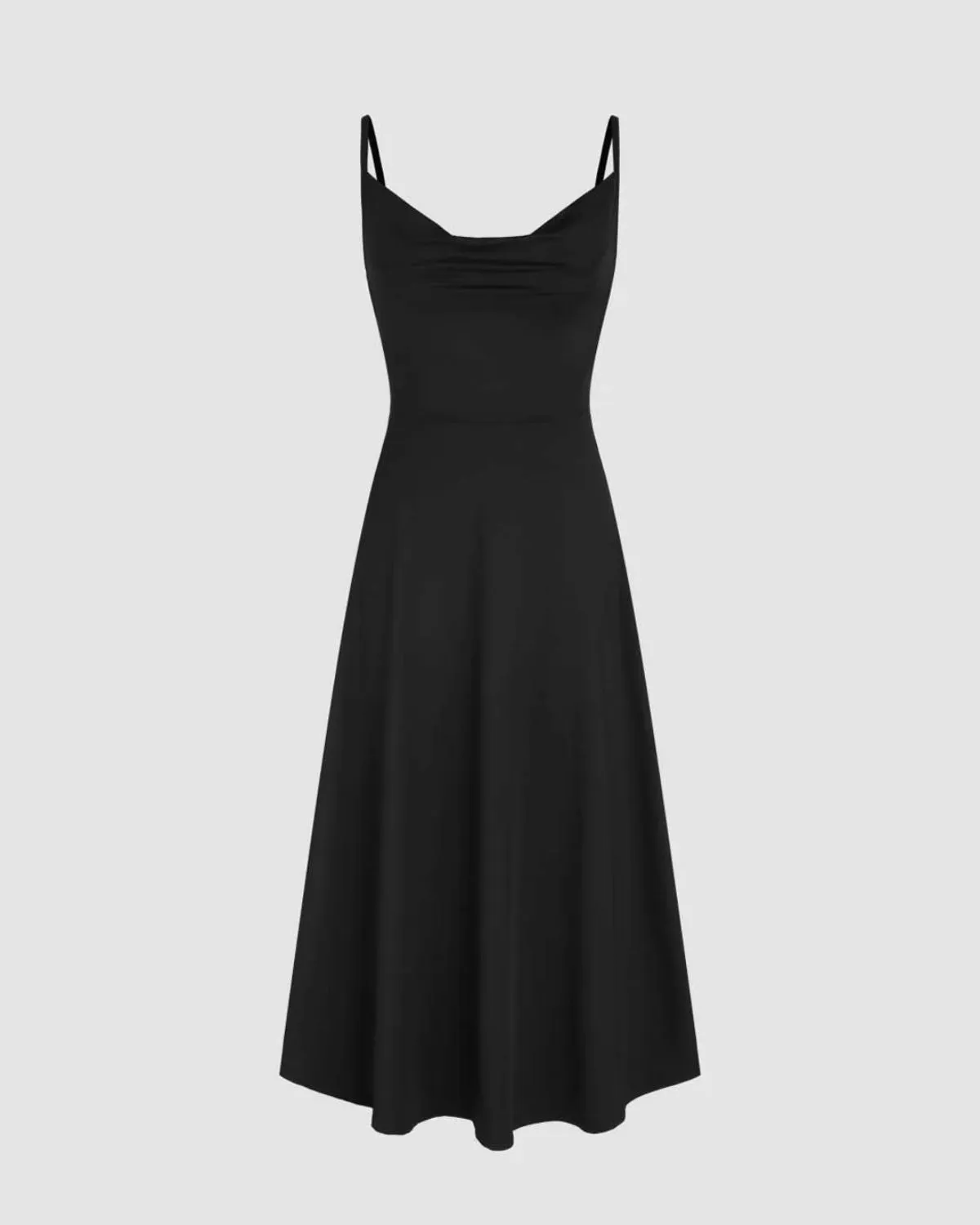 COWL NECK FIT AND FLARE DRESS