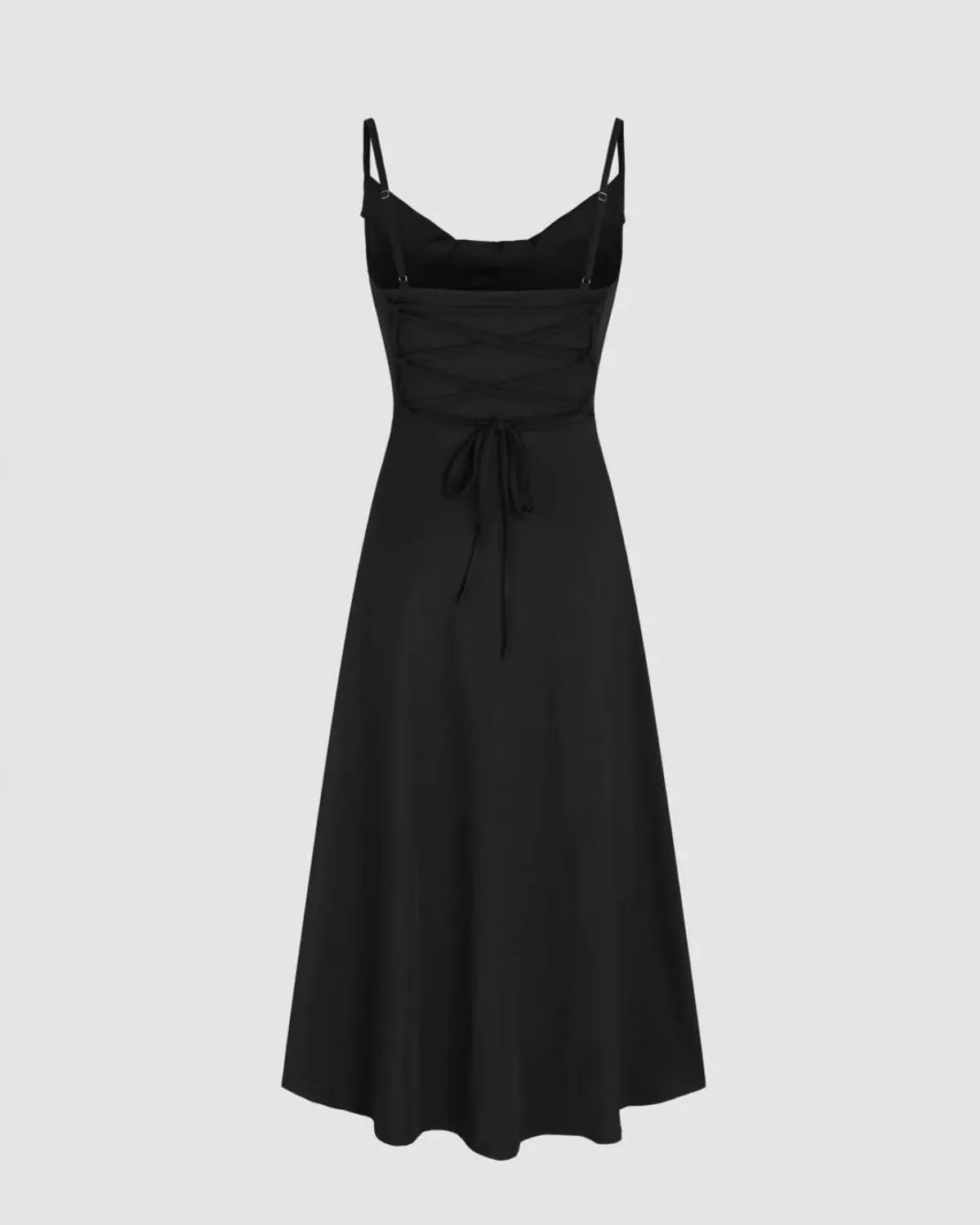 COWL NECK FIT AND FLARE DRESS