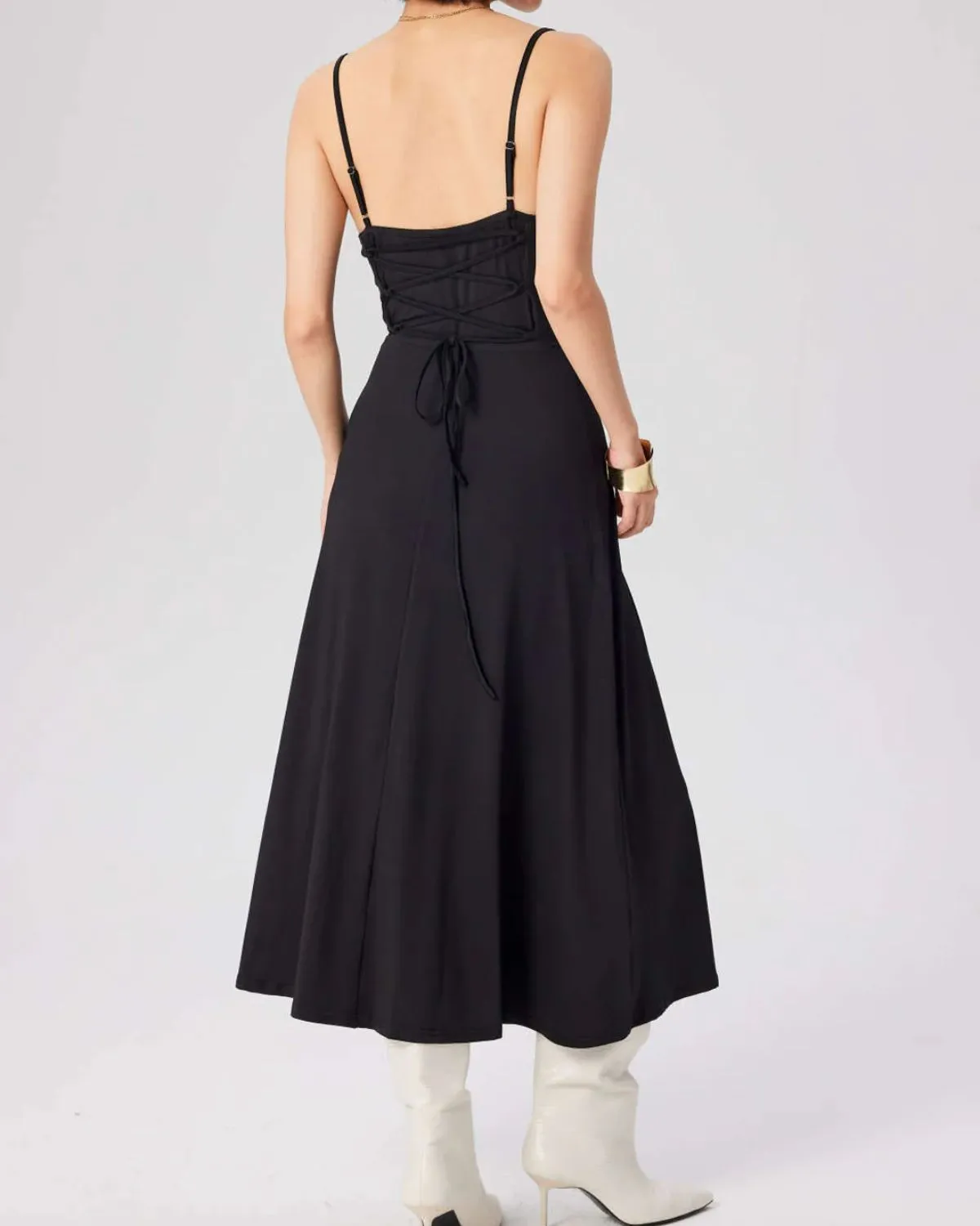 COWL NECK FIT AND FLARE DRESS