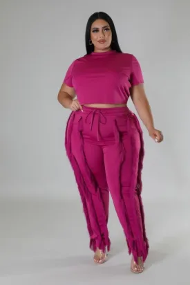 Crop Top Two-piece Set - Berry