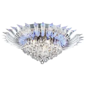 Crystoria 5 Light Blue LED Chrome/Glass/Acrylic Flush