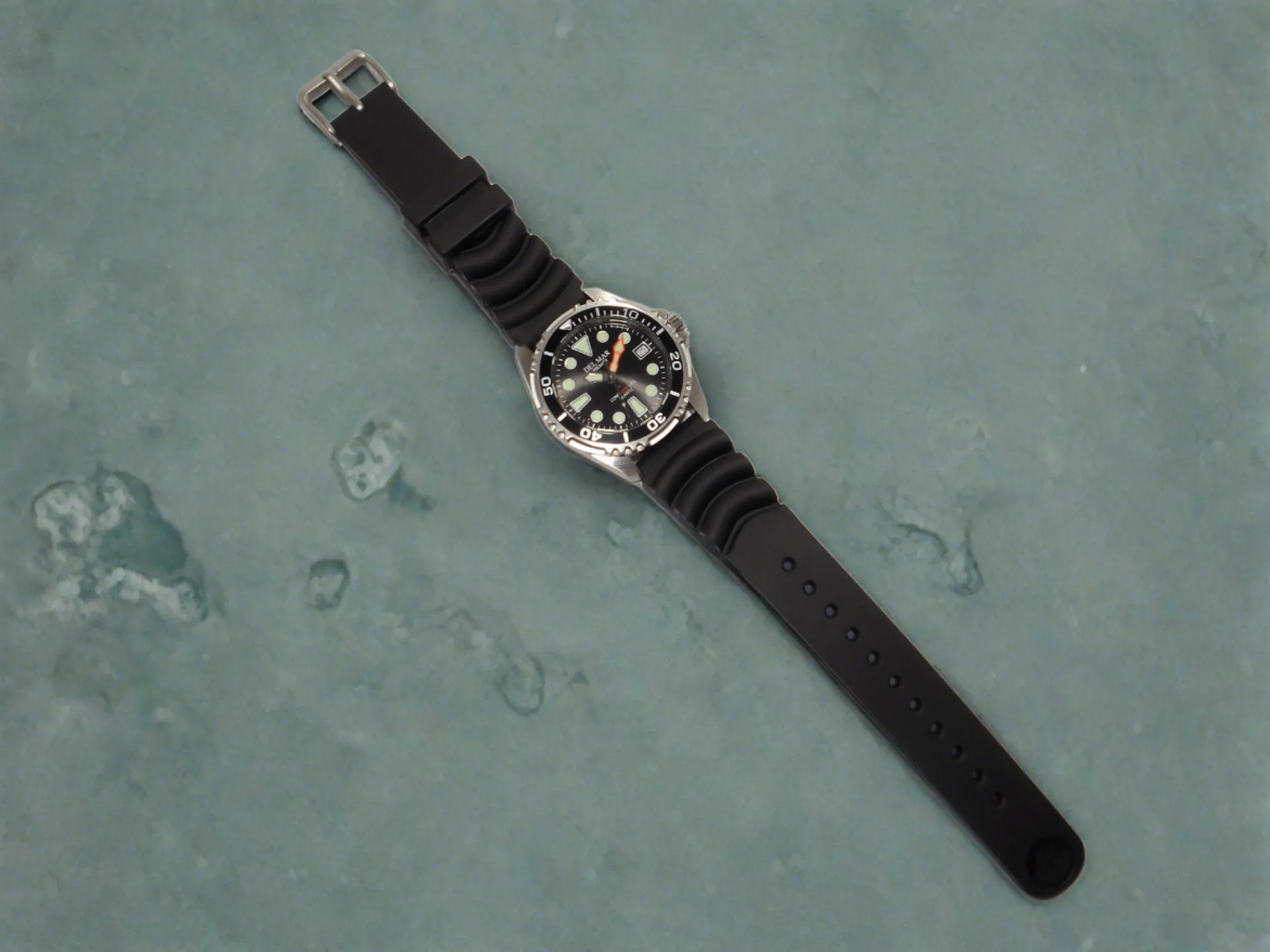 Del Mar Del Mar 500-Meter Premier Pro Dive Black Dial Watch with Sporty Rubber Band #50417