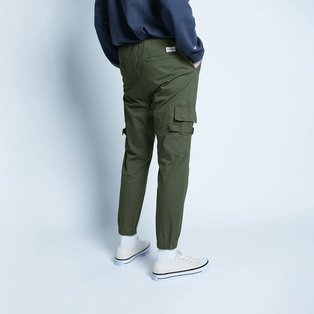 Elastic Patch Pocket Jogger Pants - 136