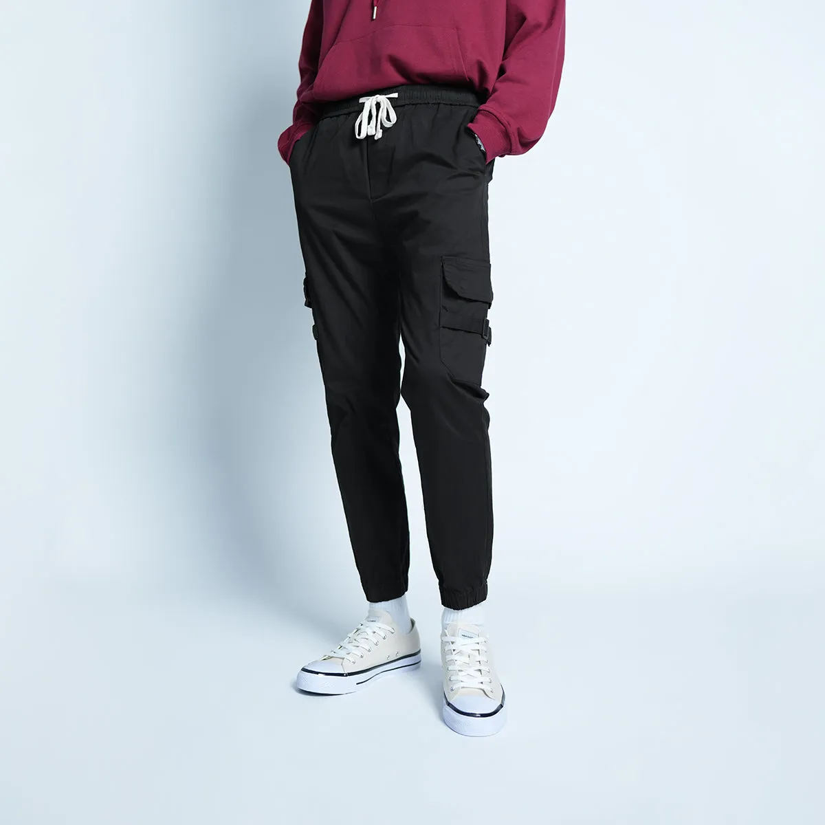 Elastic Patch Pocket Jogger Pants - 136