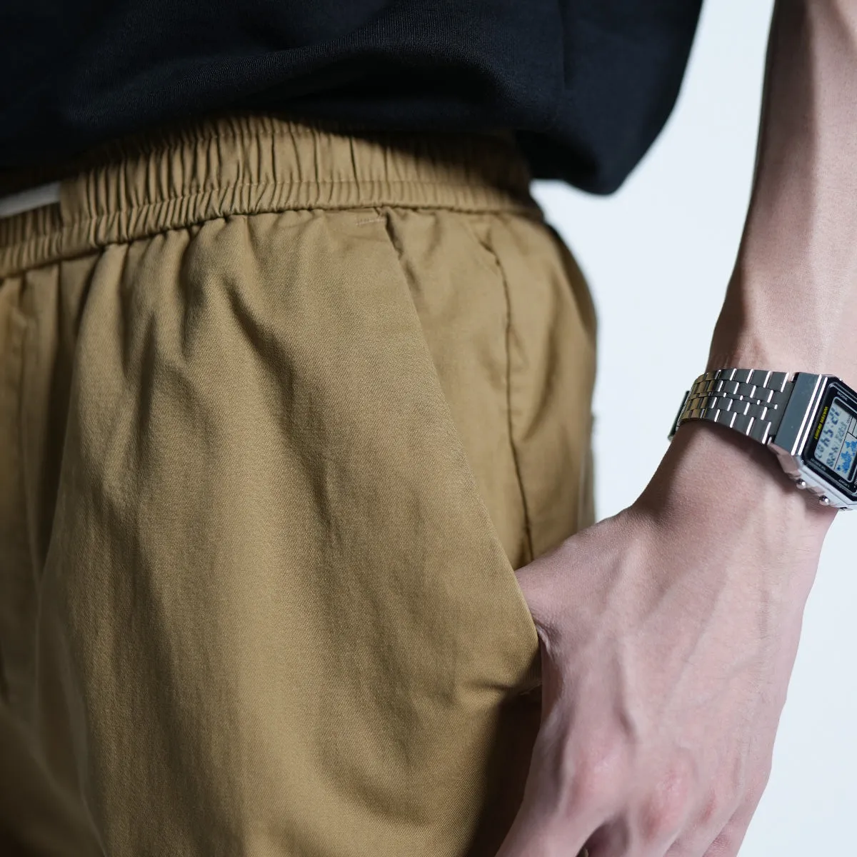Elastic Patch Pocket Jogger Pants - 136