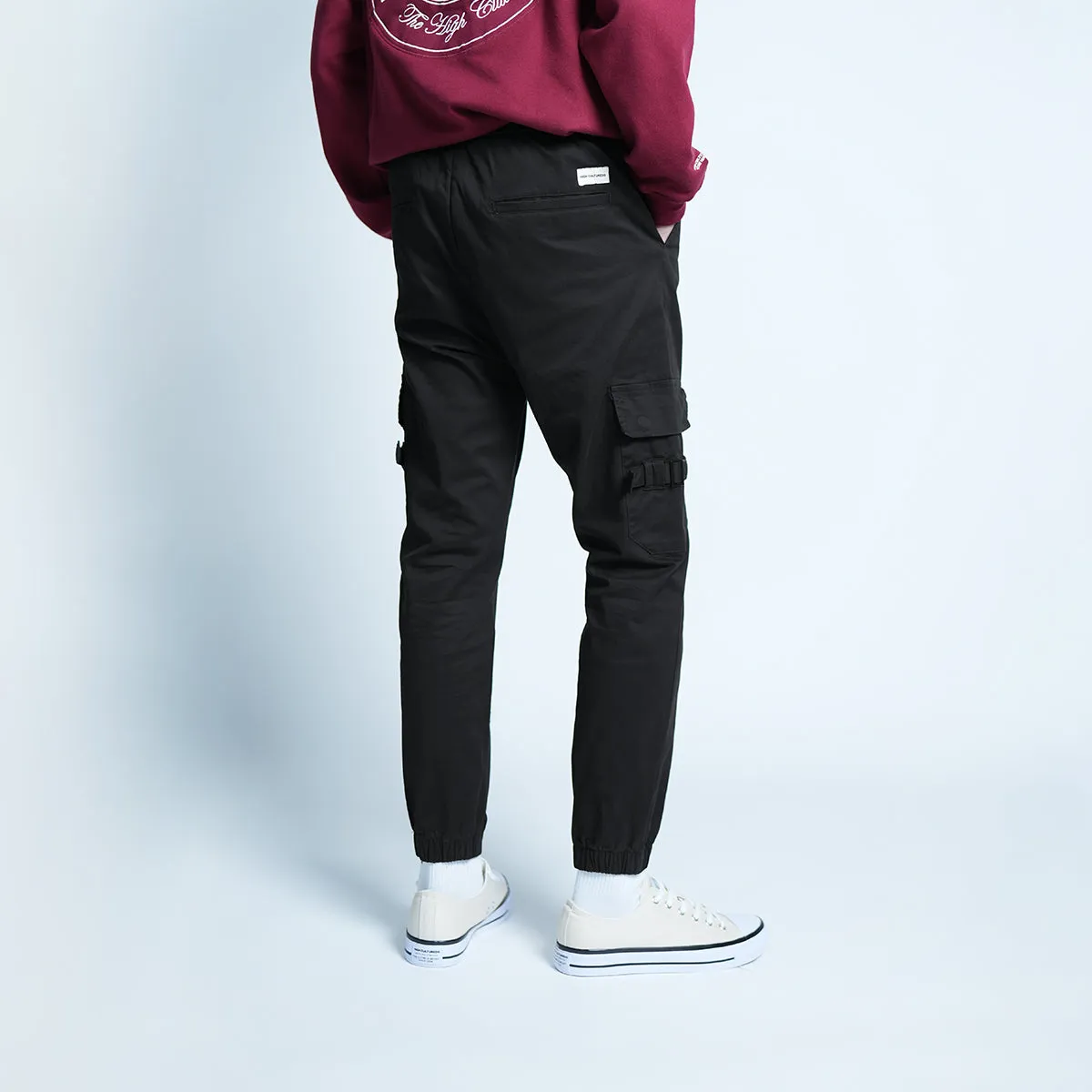 Elastic Patch Pocket Jogger Pants - 136