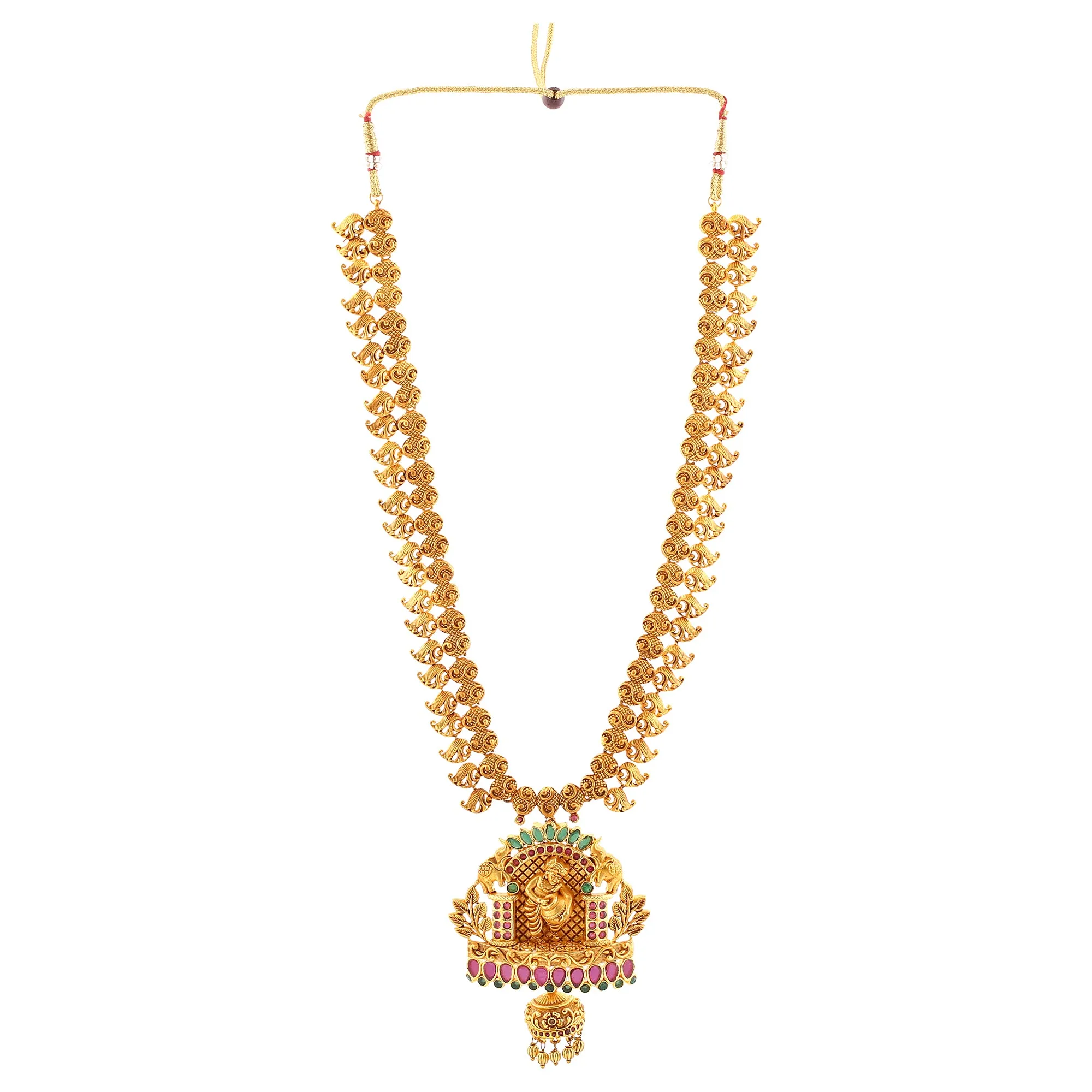 Estele Gold Plated CZ Kanhaiya Designer Bridal Necklace Set Combo with Color Stones & Pearls