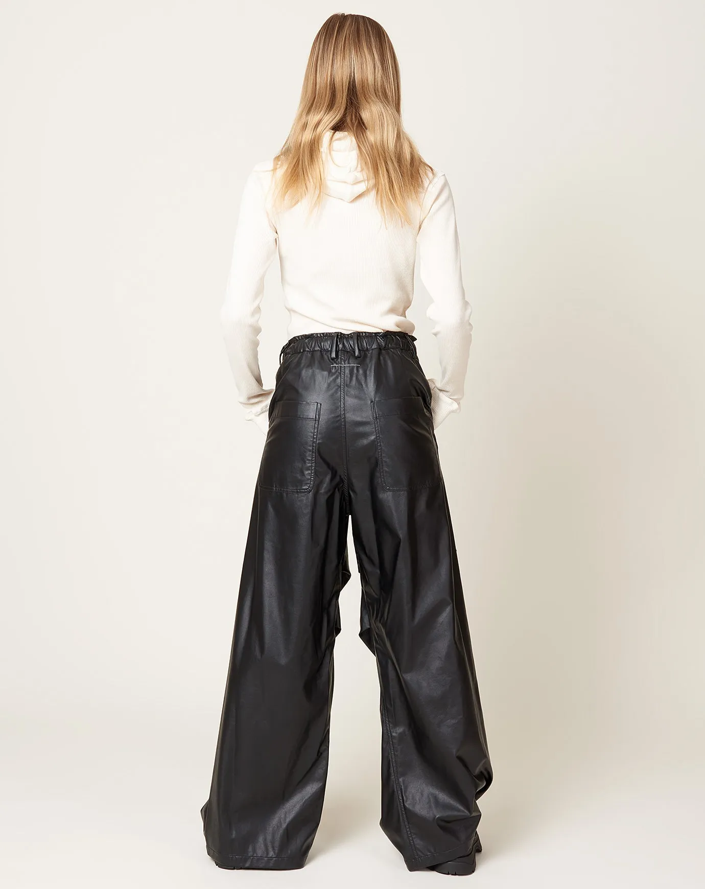 Faux Leather Trouser in Black