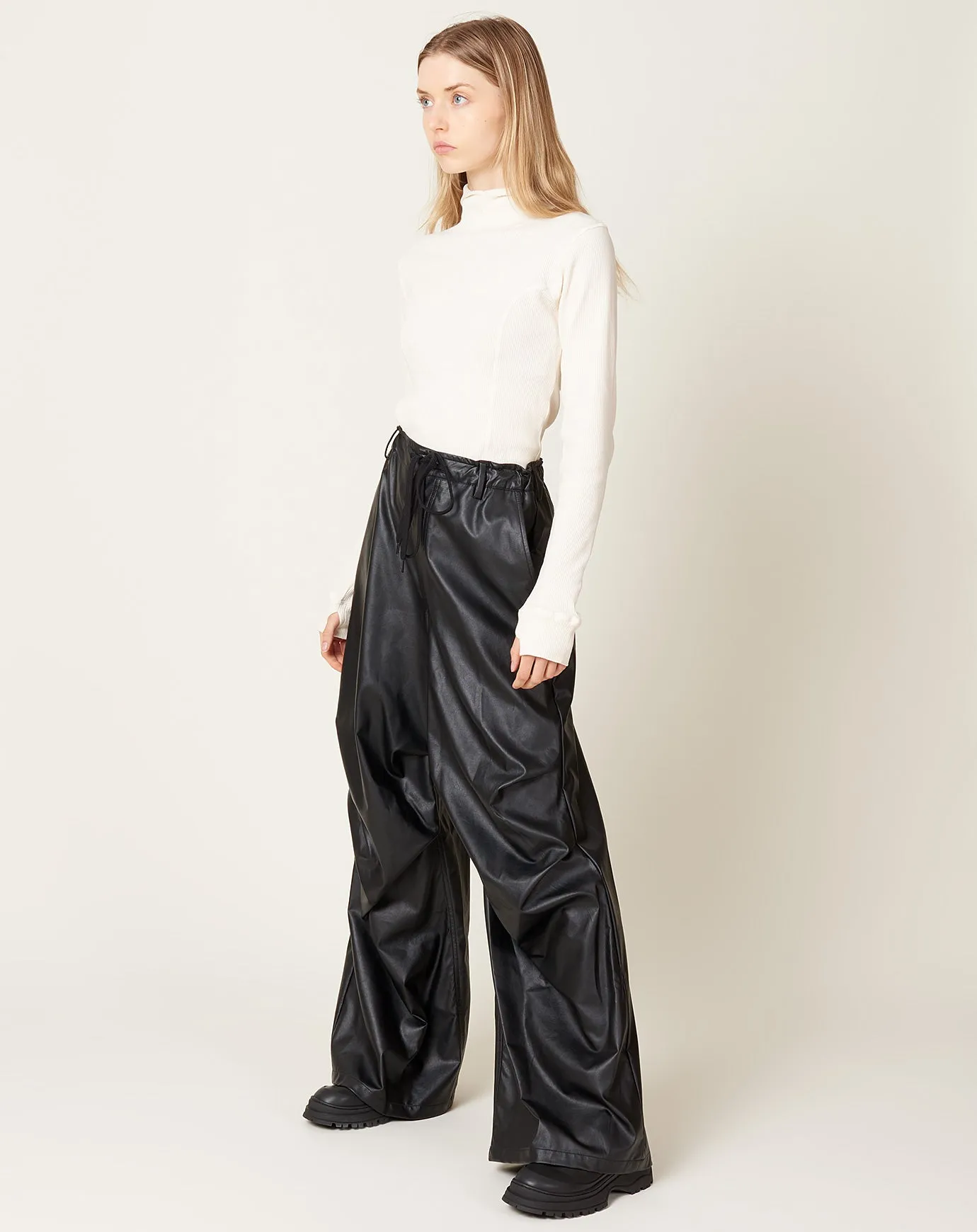 Faux Leather Trouser in Black