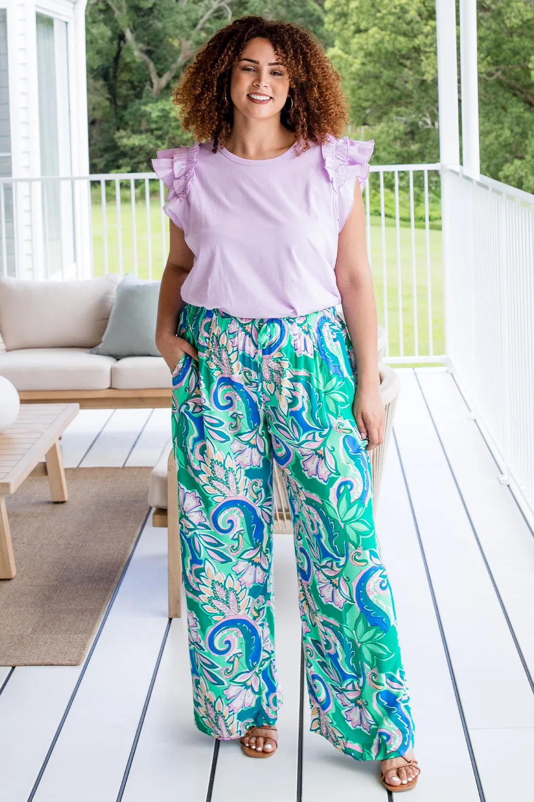 FINAL SALE | Sandrine Pant Seychelles Print Green