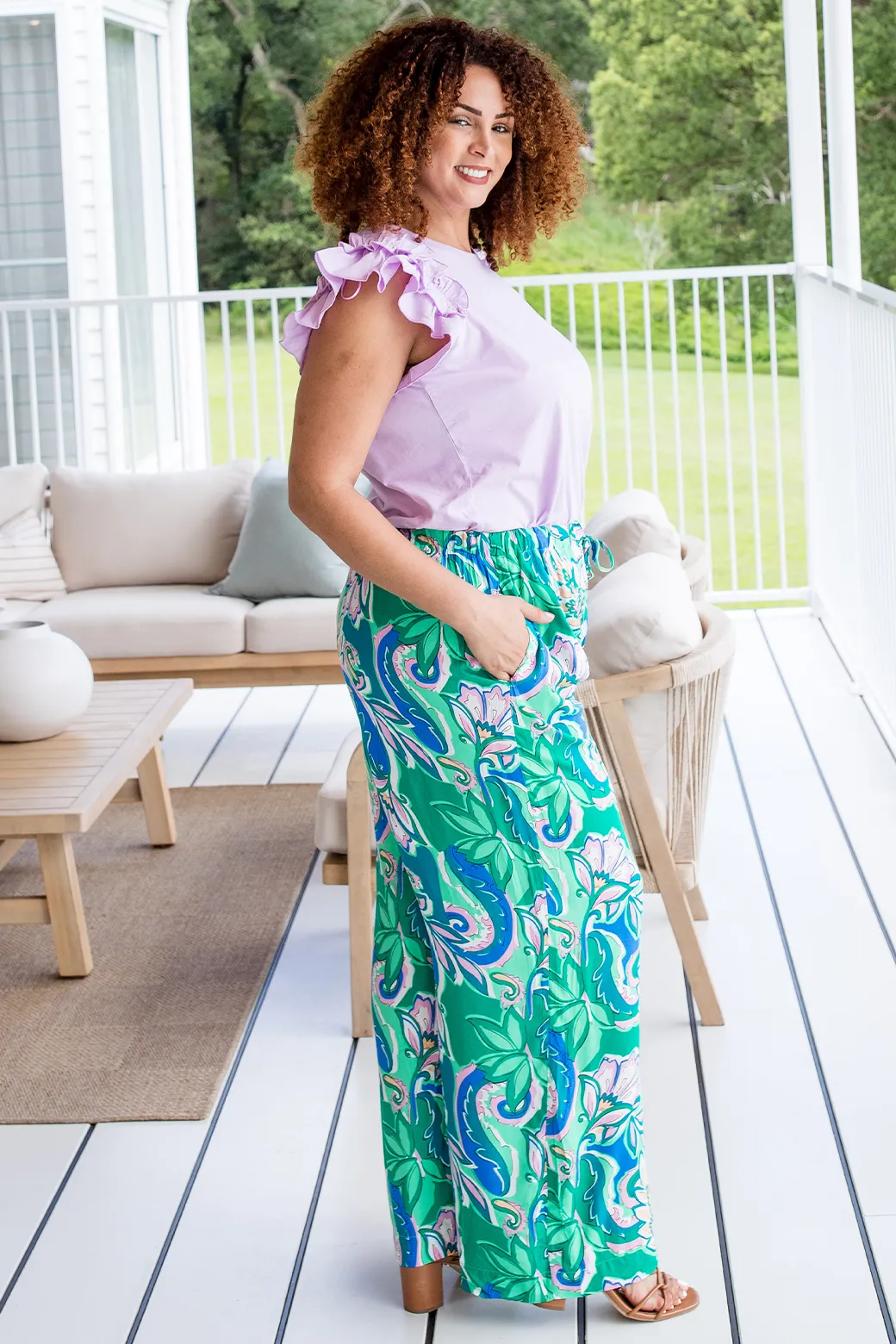 FINAL SALE | Sandrine Pant Seychelles Print Green