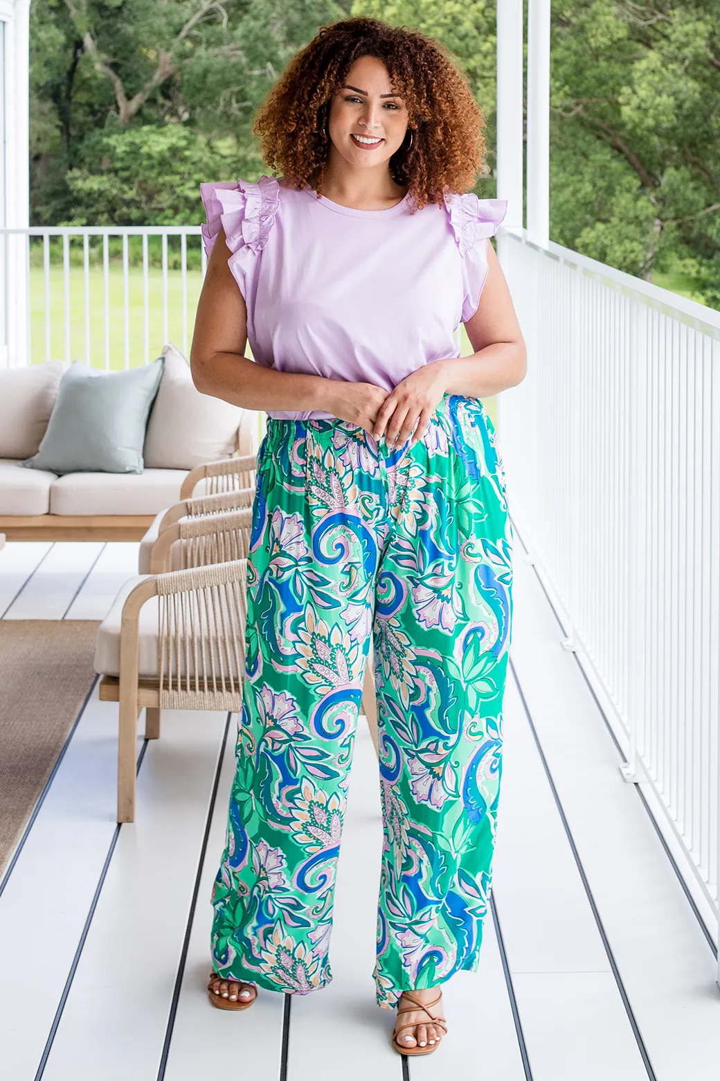 FINAL SALE | Sandrine Pant Seychelles Print Green