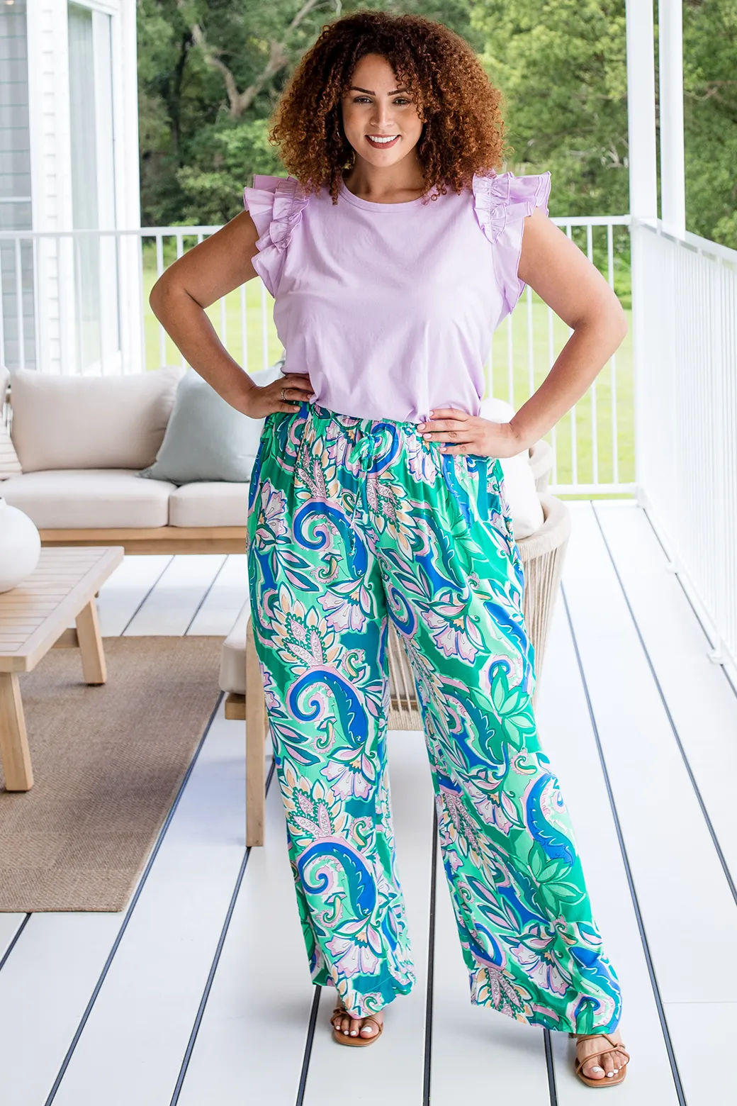 FINAL SALE | Sandrine Pant Seychelles Print Green