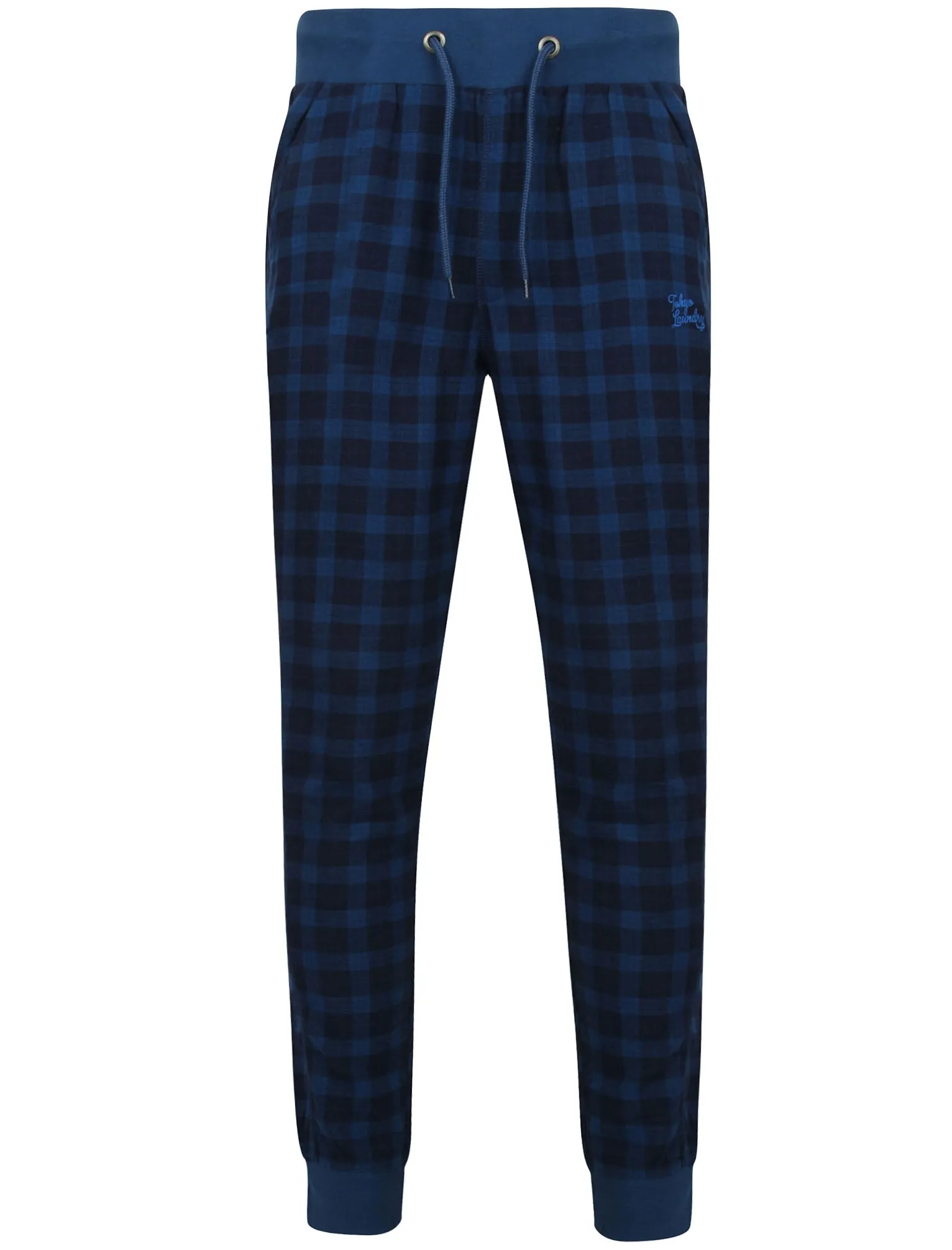 Fisher Checked Cuffed Lounge Pants in Estate Blue - Tokyo Laundry